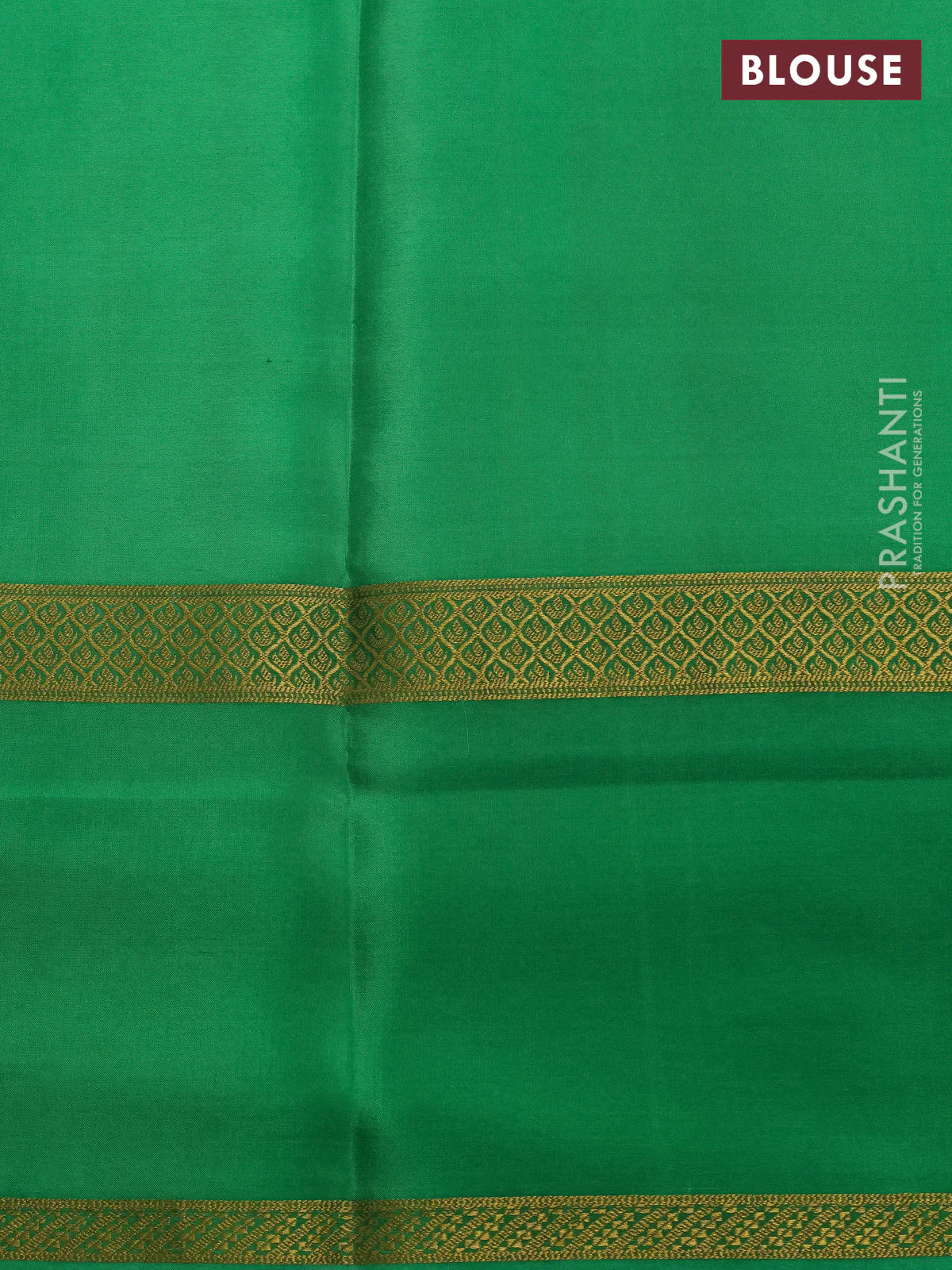 Pure mysore silk saree green with allover checks & geometric prints and rettapet zari woven border - Image 4