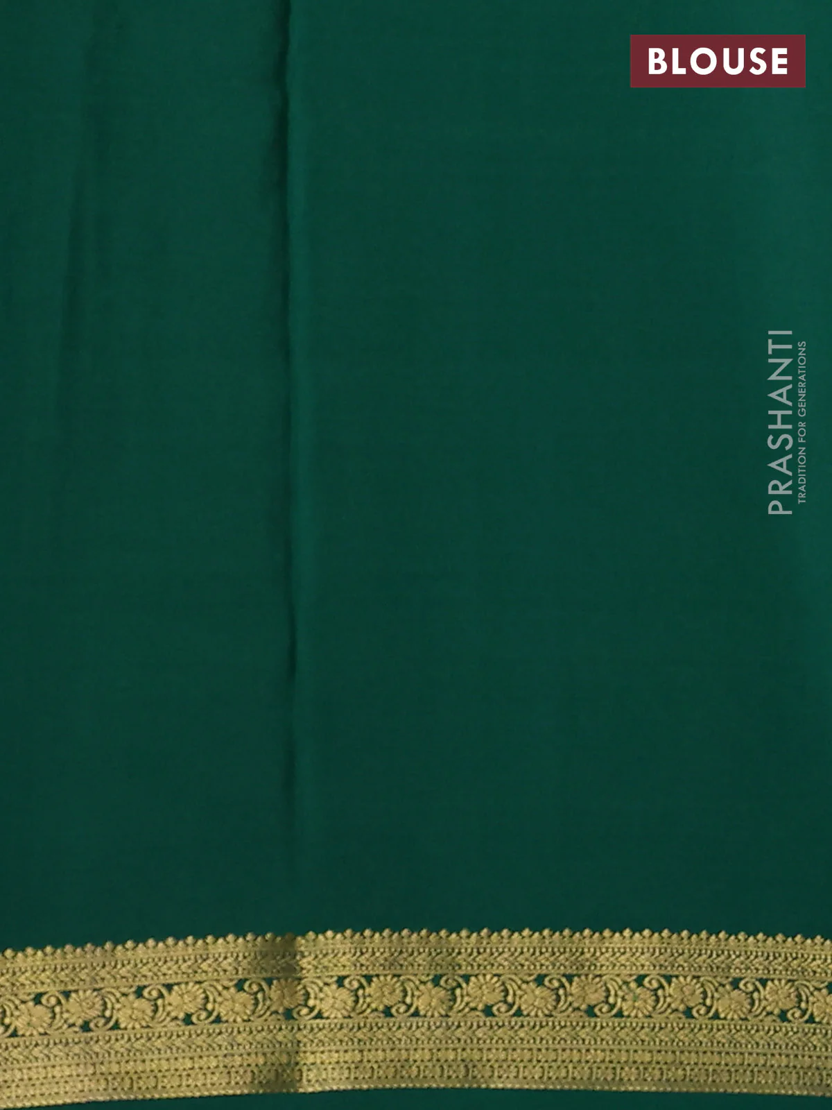 Pure mysore silk saree green with allover zari checked pattern and zari woven border - Image 3