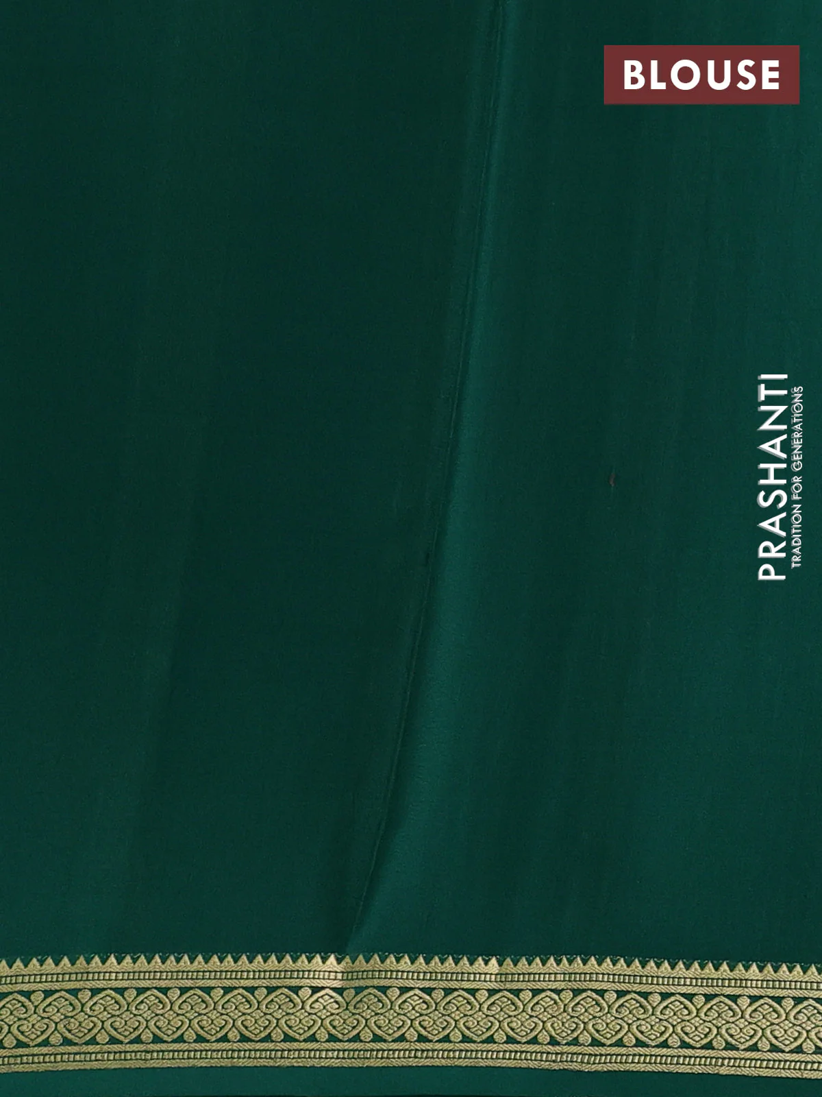 Pure mysore silk saree green with allover zari small checked pattern and zari woven border - Image 3