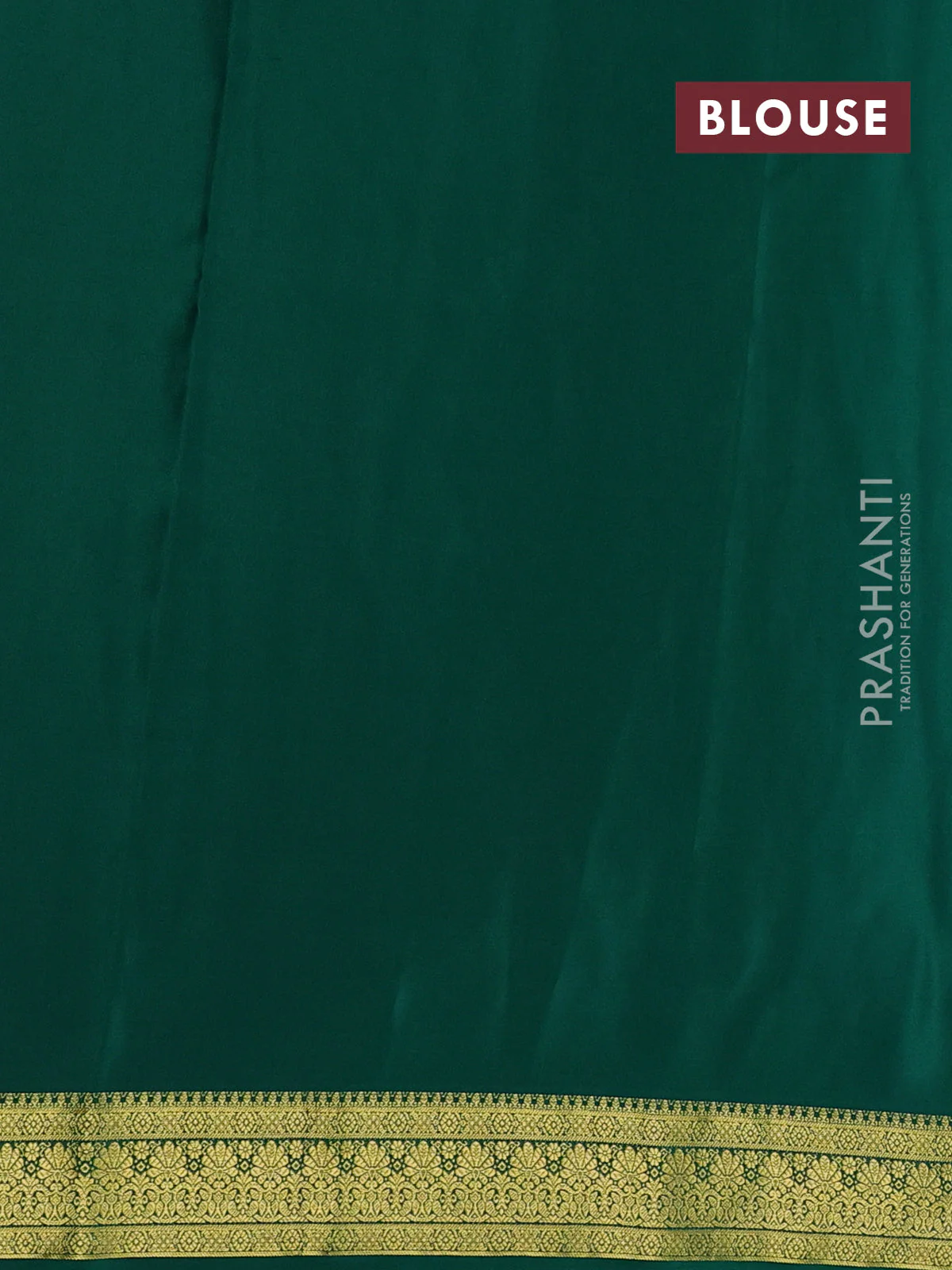 Pure mysore silk saree green with allover zari woven buttas and zari woven border - Image 3
