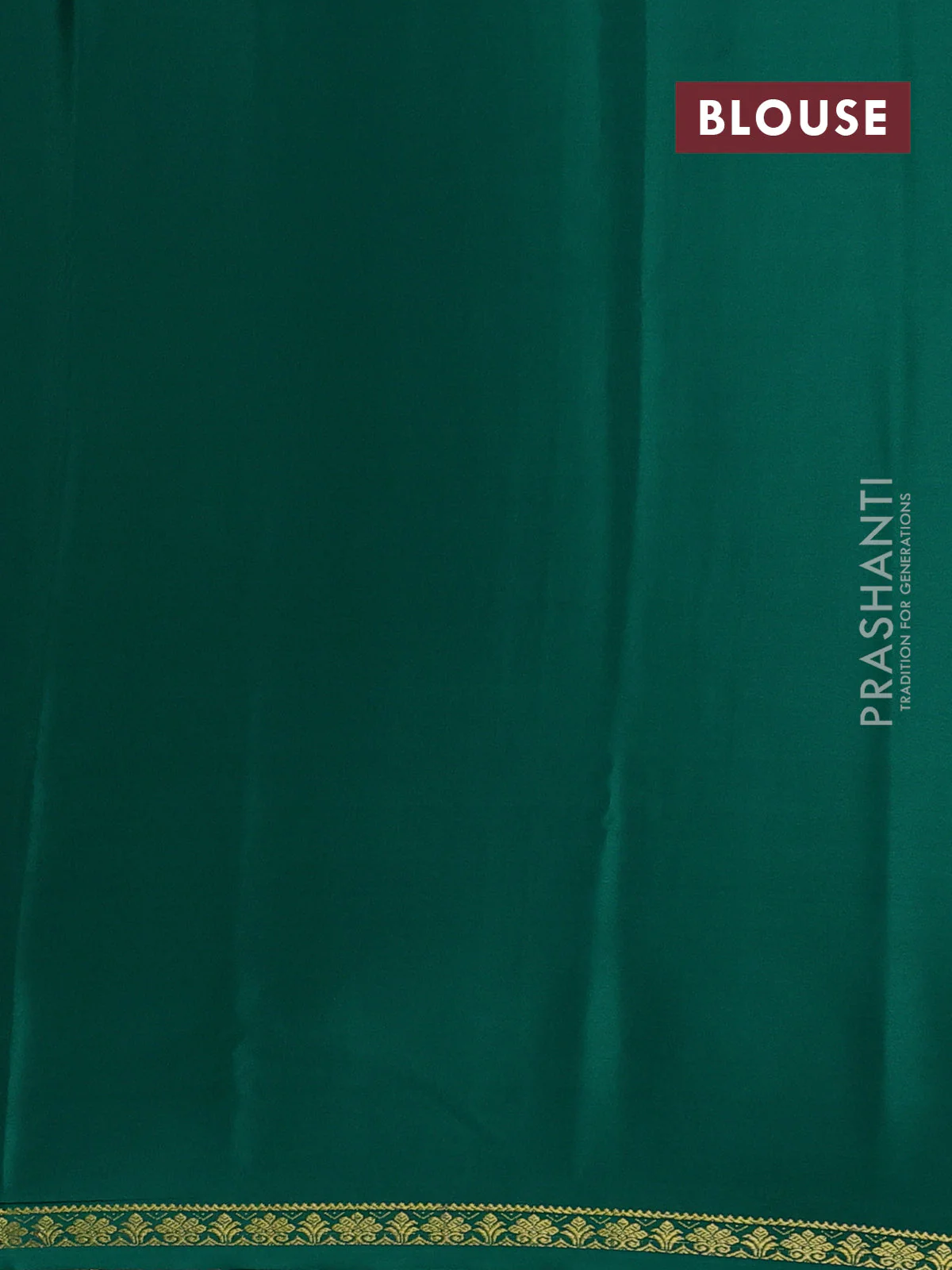 Pure mysore silk saree green with plain body and small zari woven border - Image 3