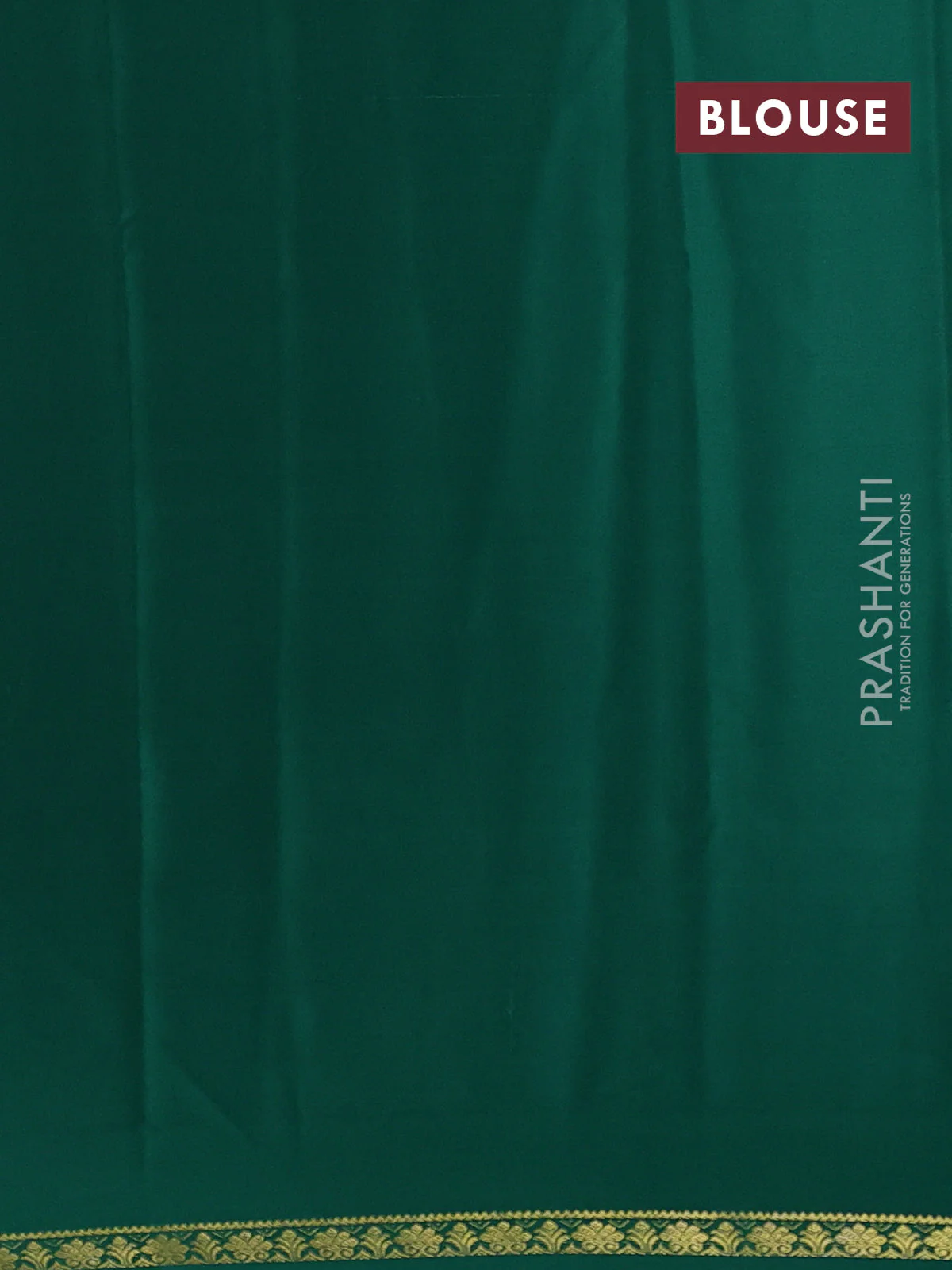 Pure mysore silk saree green with plain body and small zari woven border - Image 3