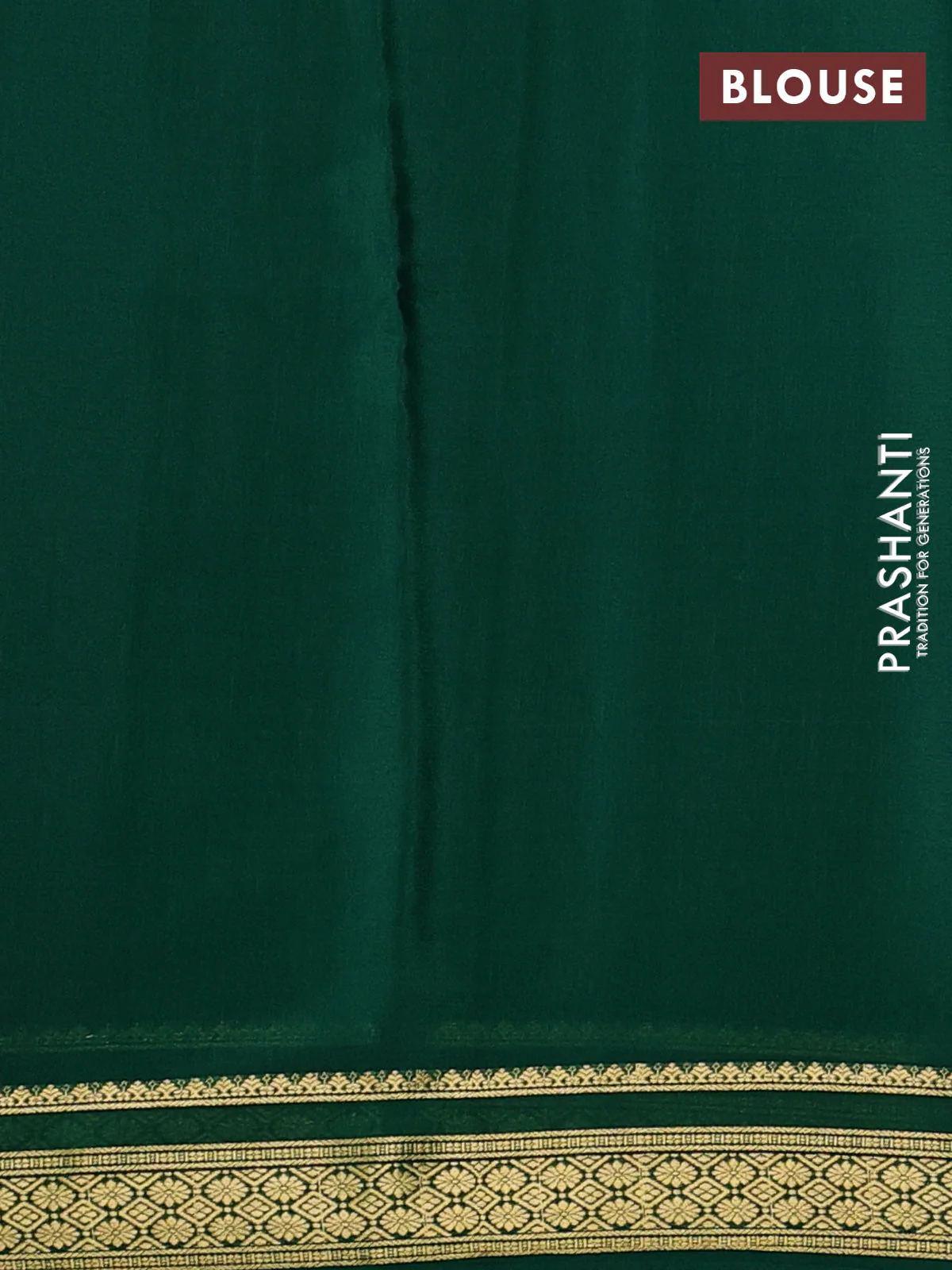 Pure mysore silk saree green with plain body and zari woven border - Image 3