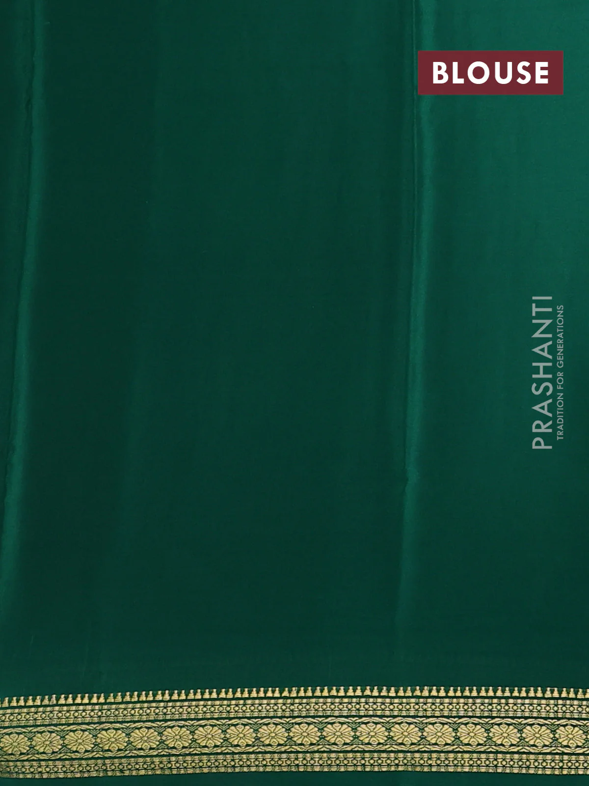 Pure mysore silk saree green with plain body and zari woven border - Image 3