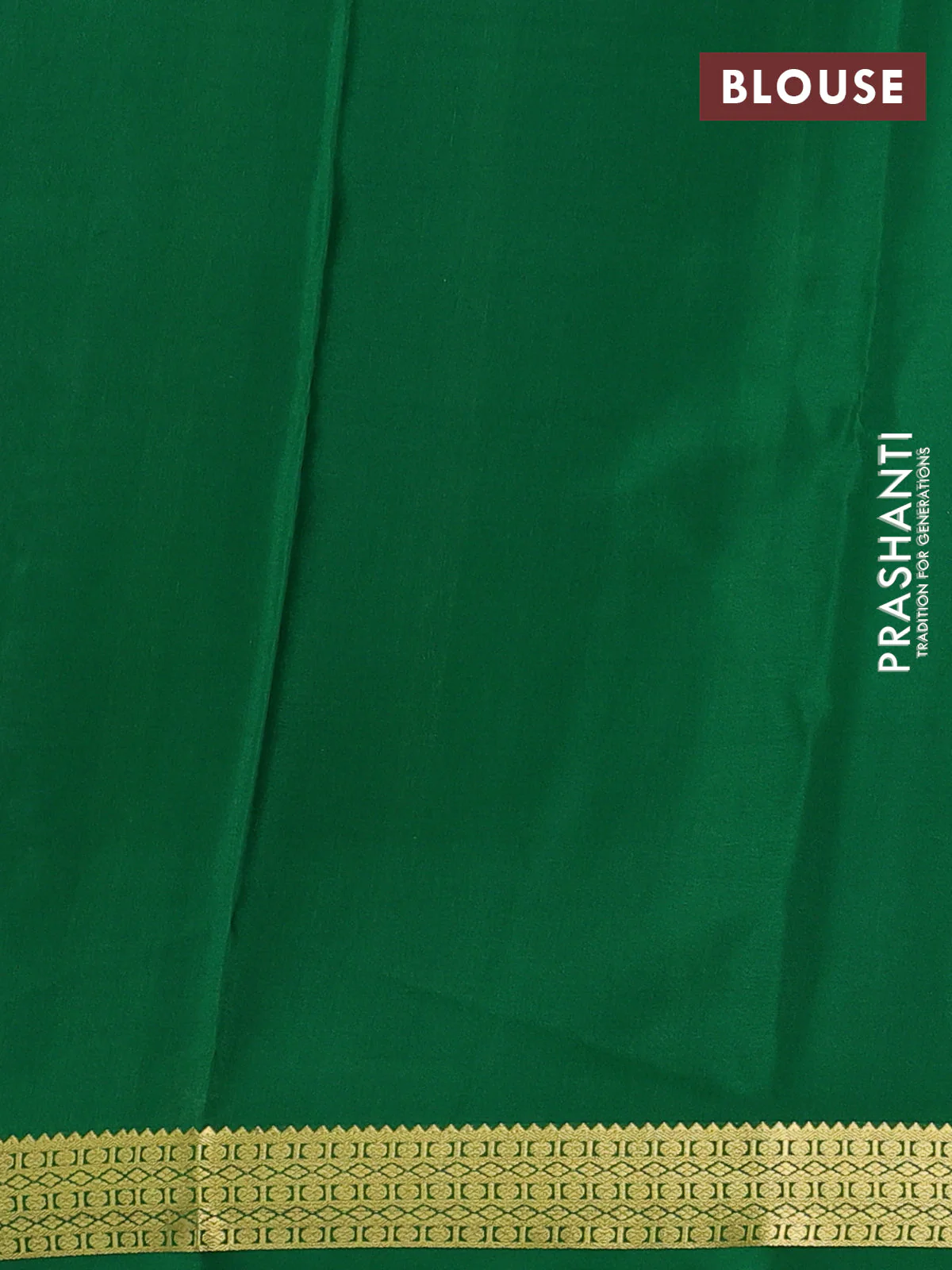 Pure mysore silk saree grey and green with plain body and zari woven border - Image 3