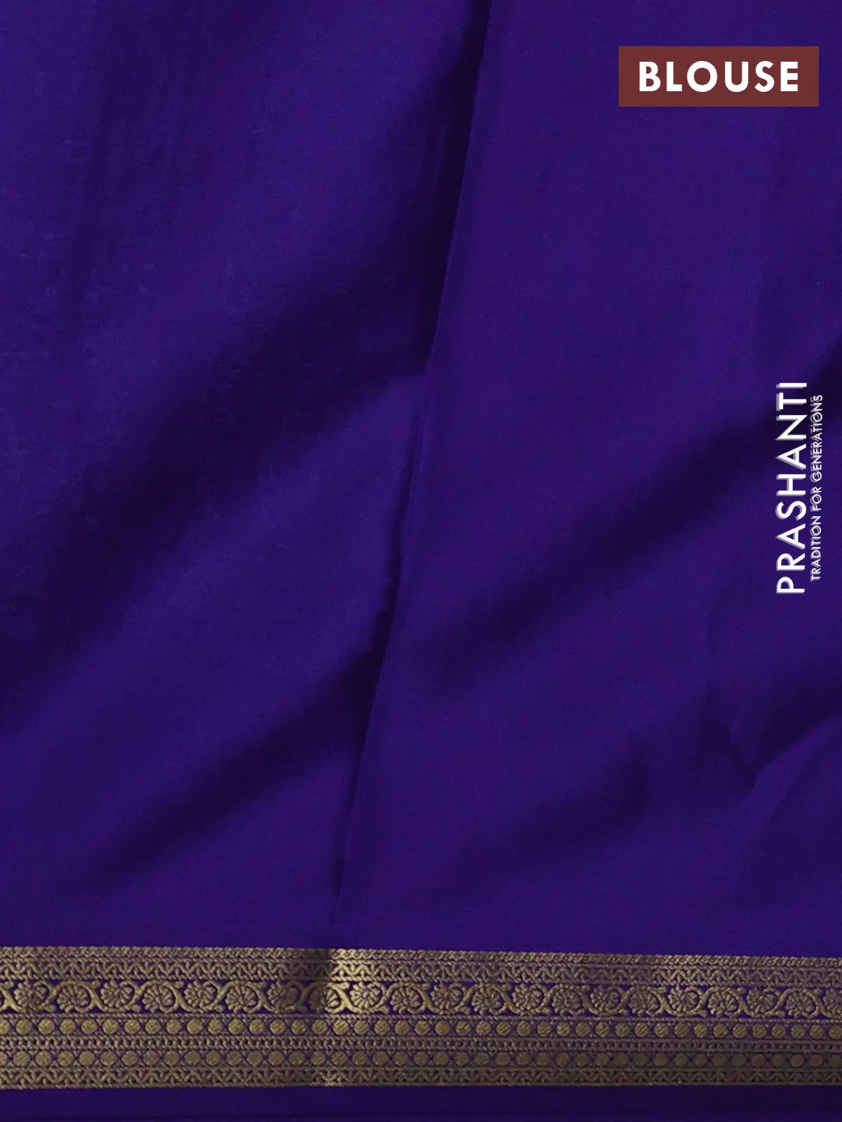 Pure mysore silk saree light blue and blue with allover zari checked pattern and zari woven border - Image 3