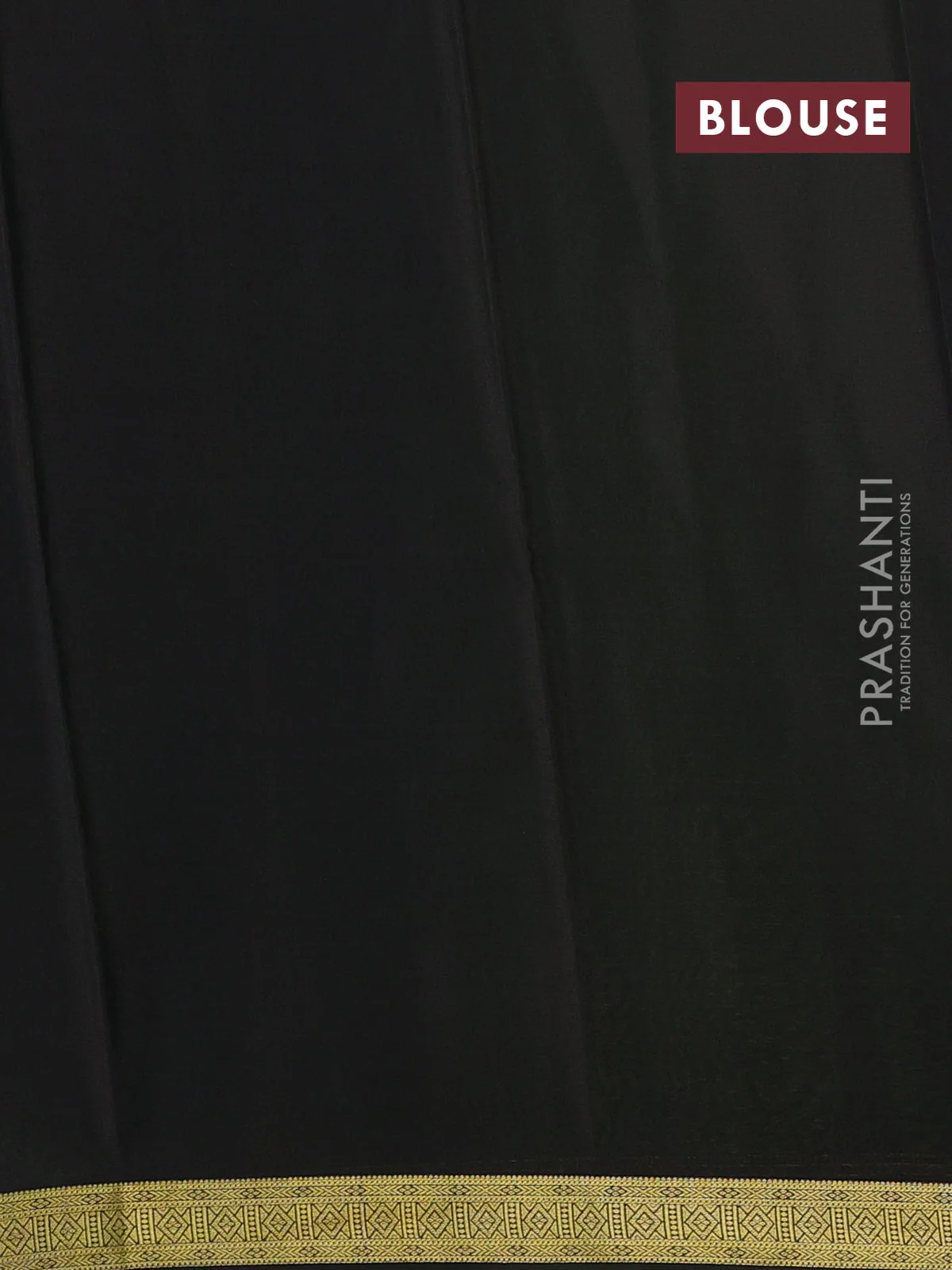 Pure mysore silk saree light green and black with plain body and zari woven border - Image 3