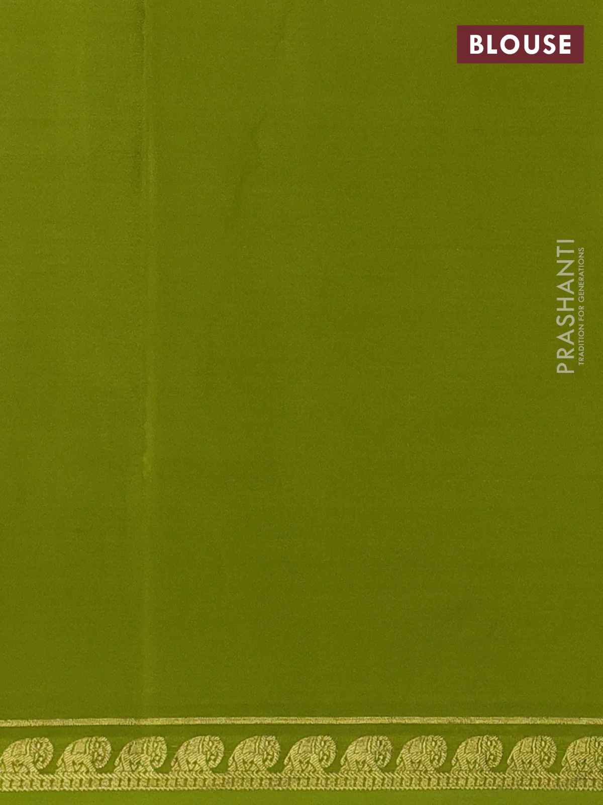 Pure mysore silk saree light green with plain body and elephant zari woven border - Image 3
