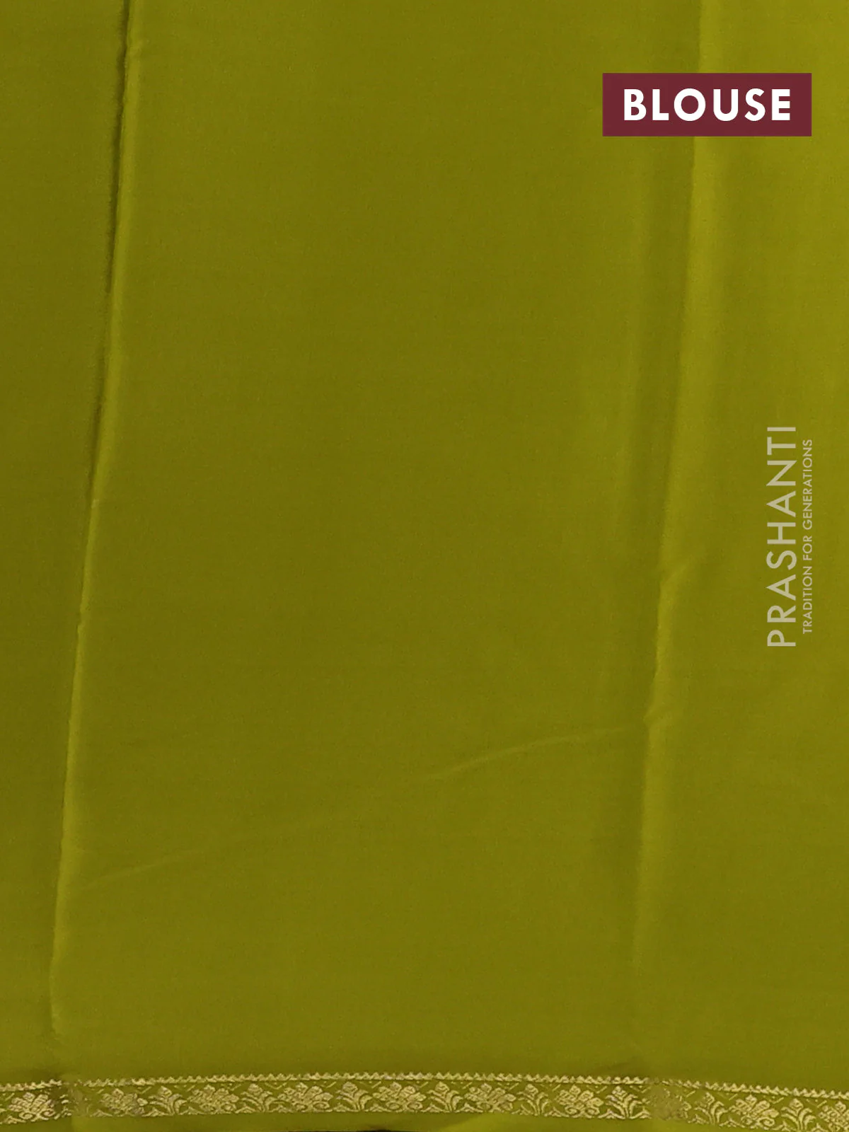 Pure mysore silk saree light green with plain body and small zari woven border - Image 3