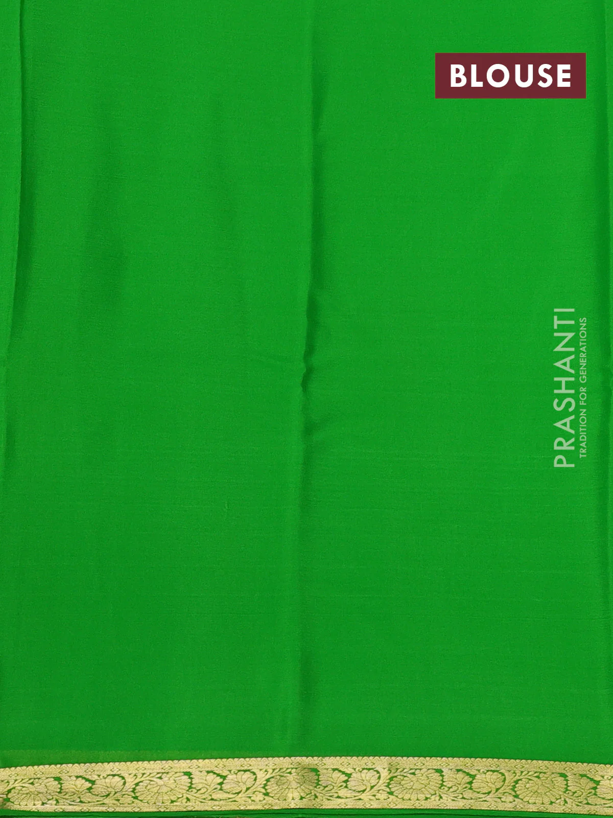 Pure mysore silk saree light green with plain body and zari woven border - Image 3