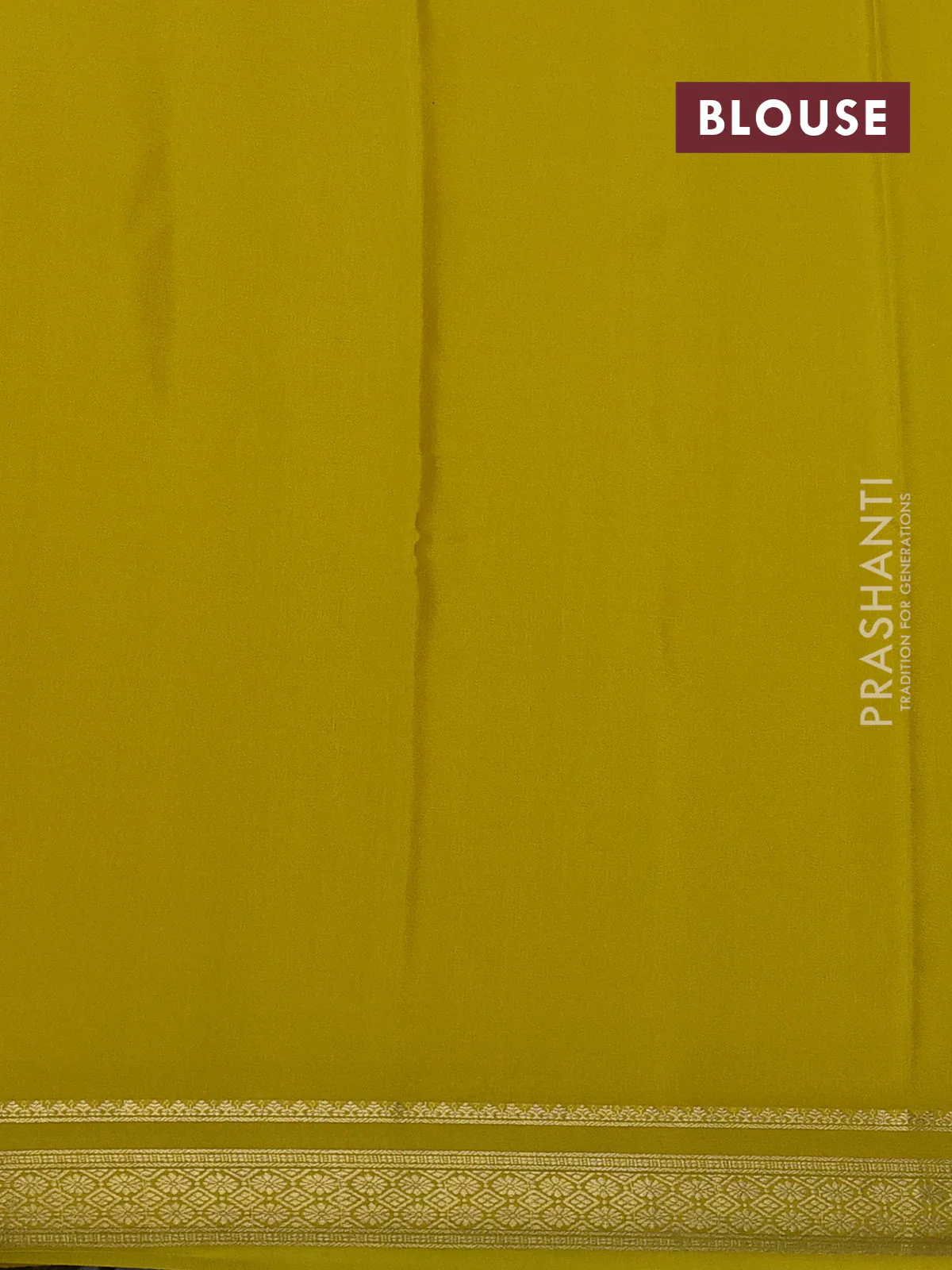 Pure mysore silk saree lime yellow with plain body and zari woven border - Image 3