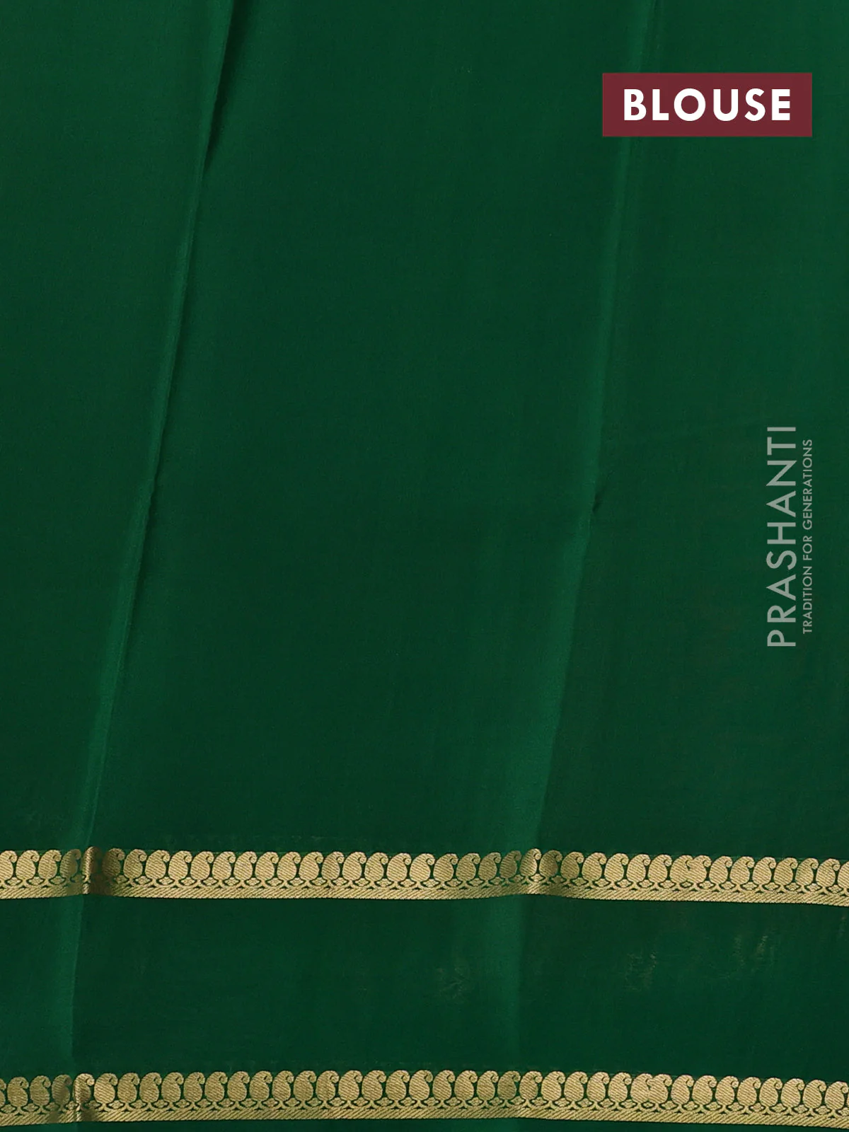 Pure mysore silk saree maroon and green with plain body and rettapet zari woven border - Image 3
