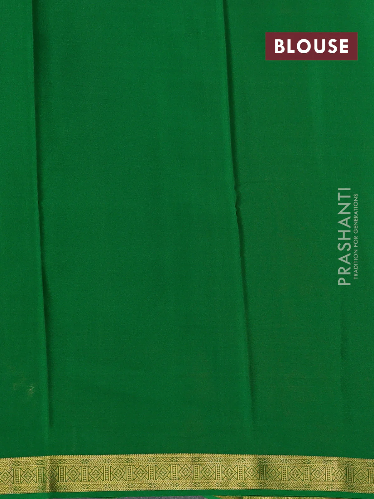 Pure mysore silk saree maroon and green with plain body and zari woven border - Image 3