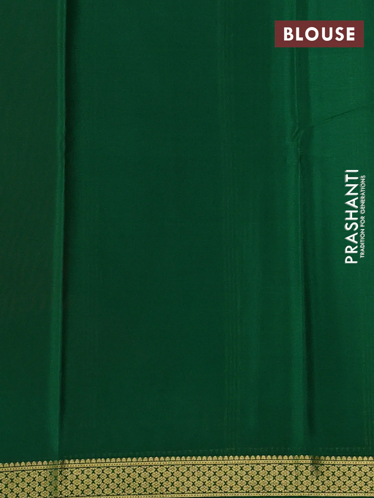 Pure mysore silk saree maroon and green with plain body and zari woven border - Image 3