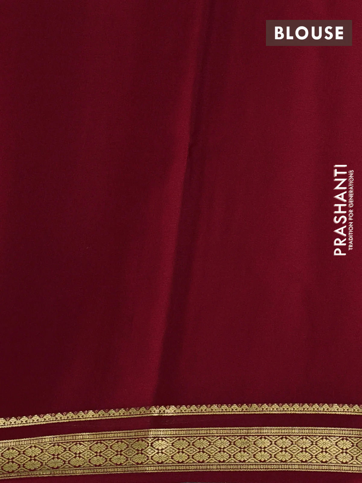 Pure mysore silk saree maroon with plain body and zari woven border - Image 3