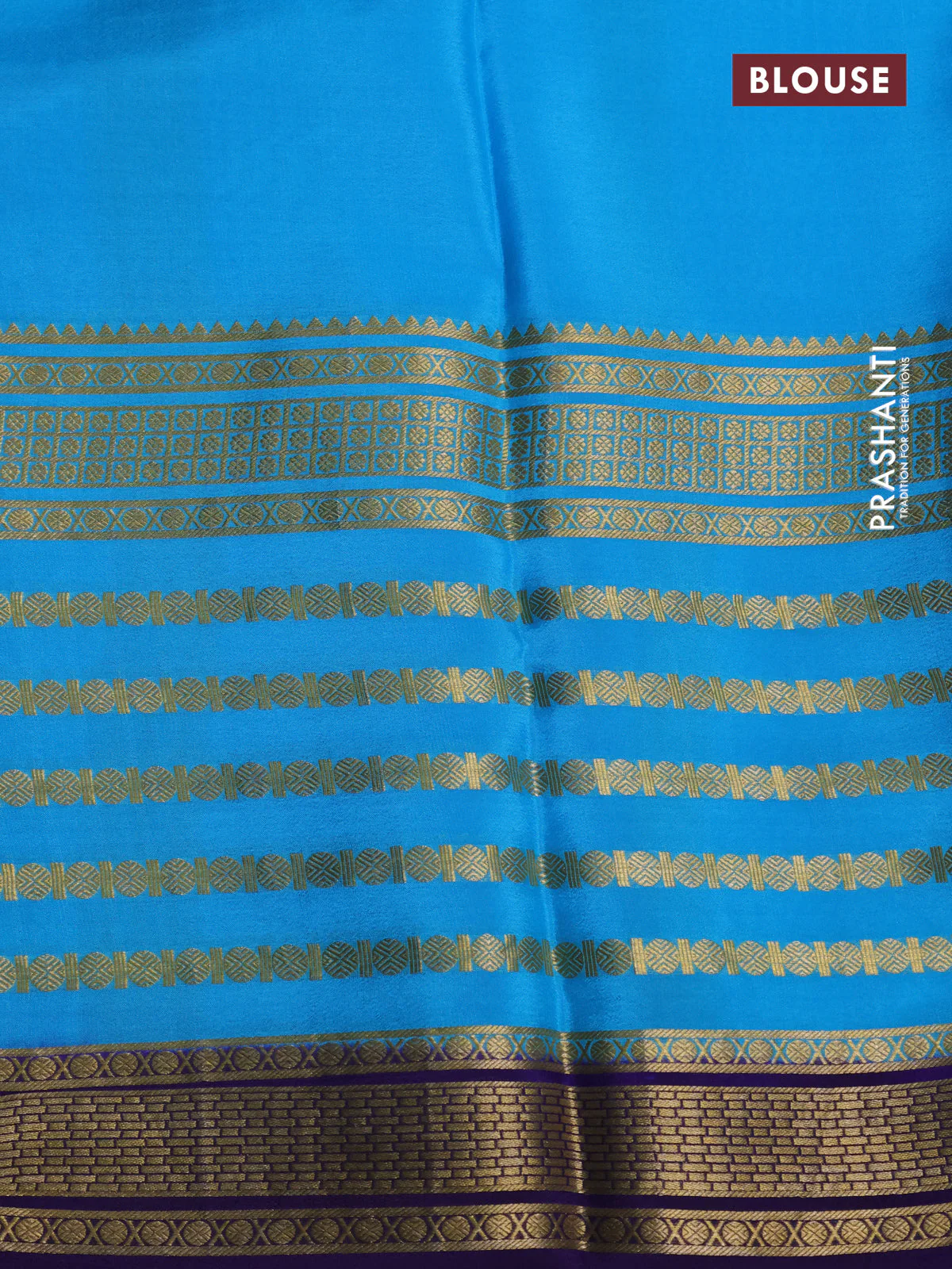 Pure mysore silk saree mauve pink and cs blue violet with plain body and long zari woven border - Image 3