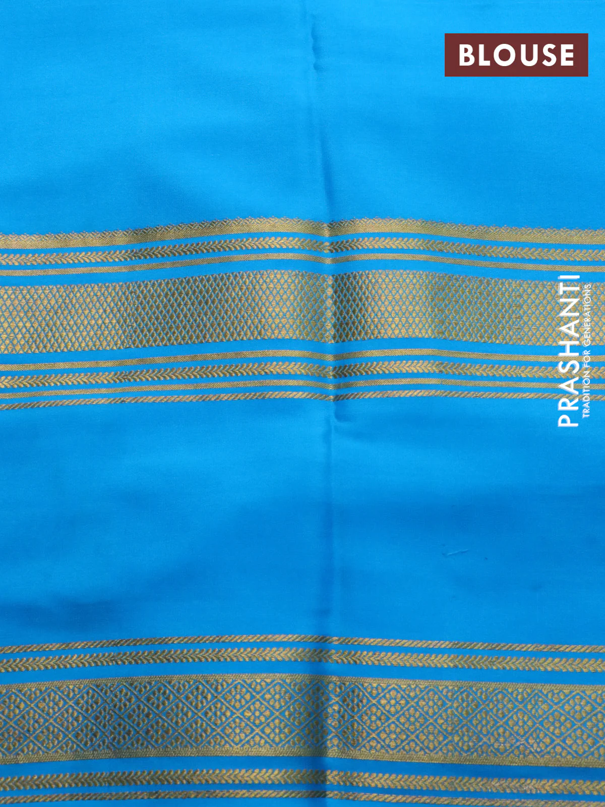 Pure mysore silk saree mehendi green and cs blue with plain body and long rettapet zari woven border - Image 4
