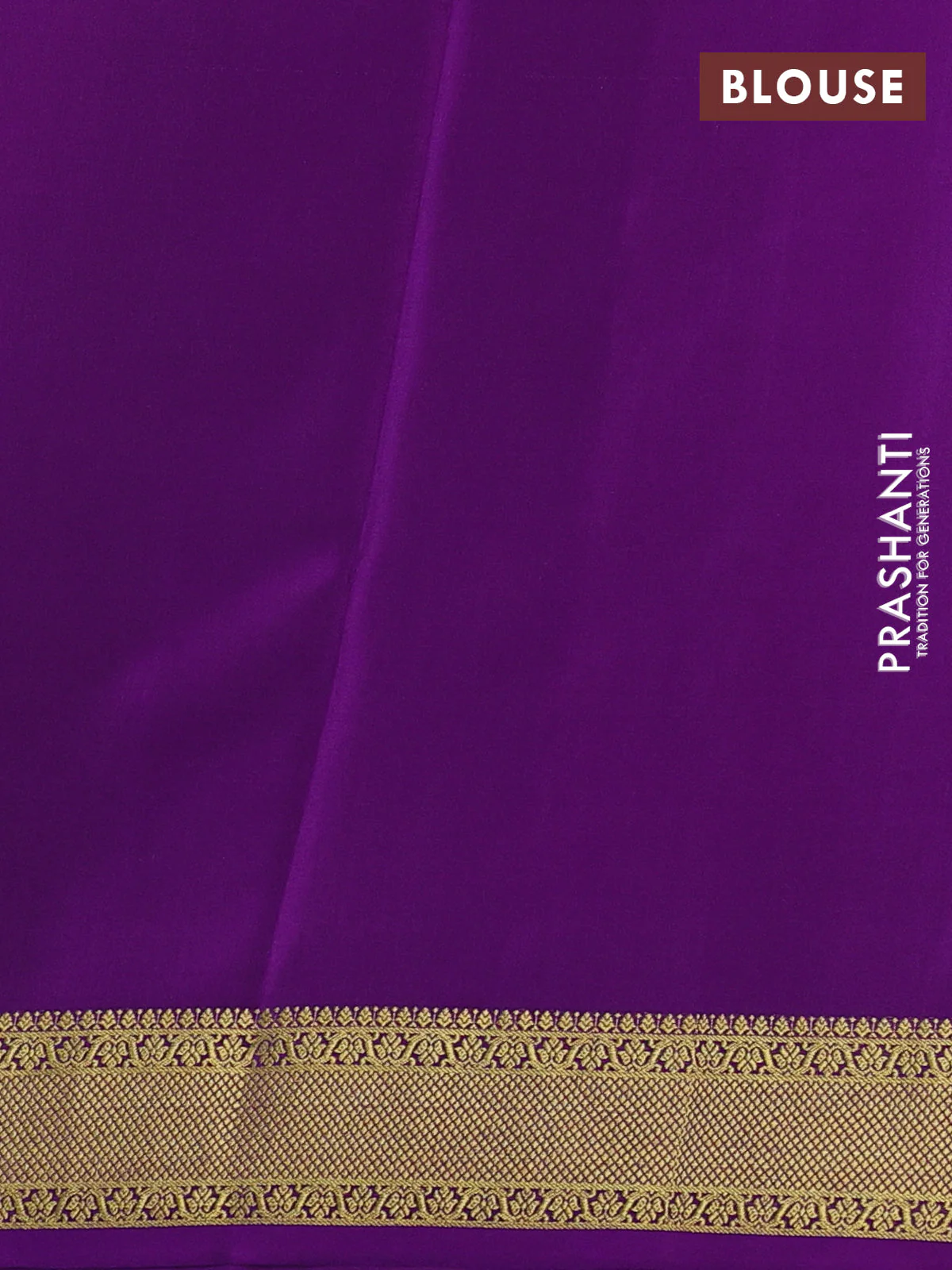 Pure mysore silk saree mehendi green and purple with allover zari checked pattern and zari woven border - Image 3