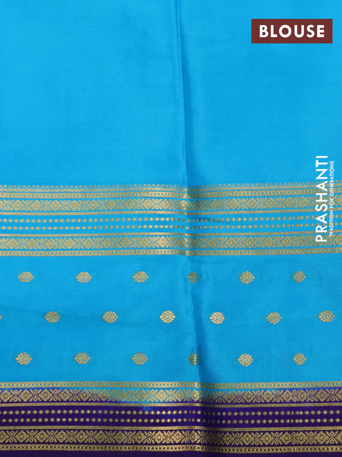 Pure mysore silk saree mild purple and light blue with zari woven buttas and zari woven border - Image 4