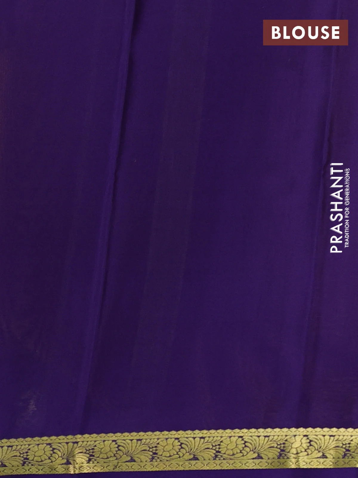 Pure mysore silk saree mustard yellow and violet with plain body and zari woven border - Image 3