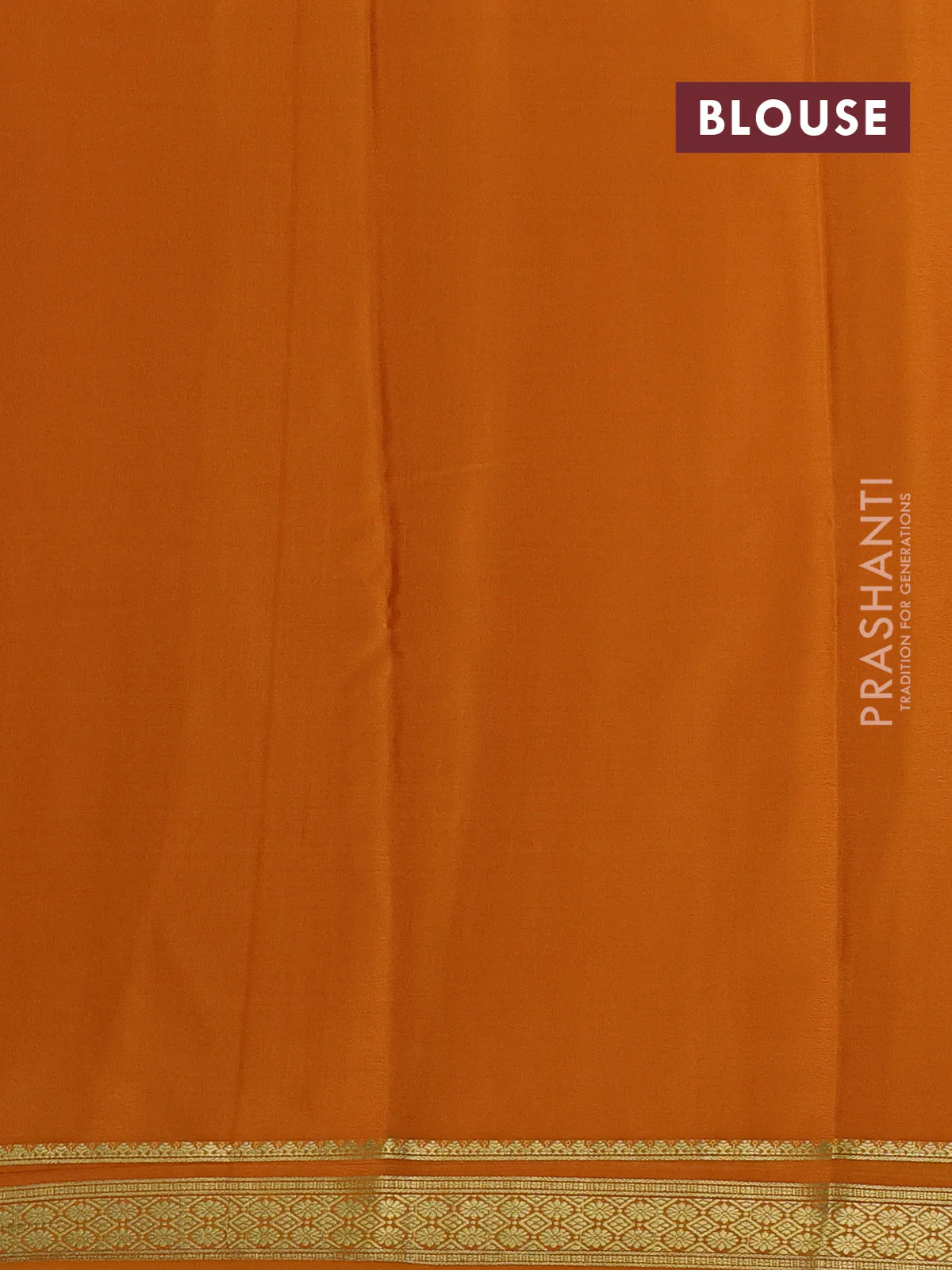 Pure mysore silk saree mustard yellow with plain body and zari woven border - Image 3