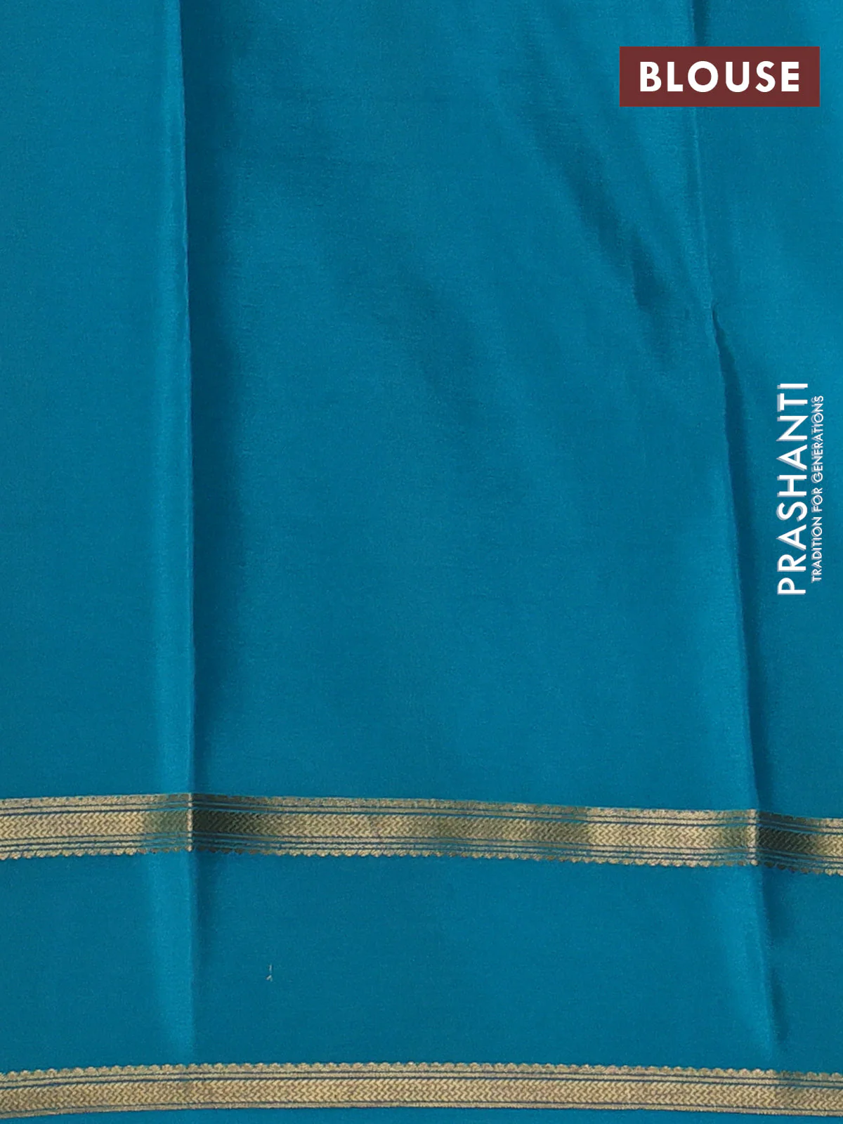 Pure mysore silk saree navy blue and teal green shade with allover zari woven checked pattern and rettapet zari woven border - Image 3