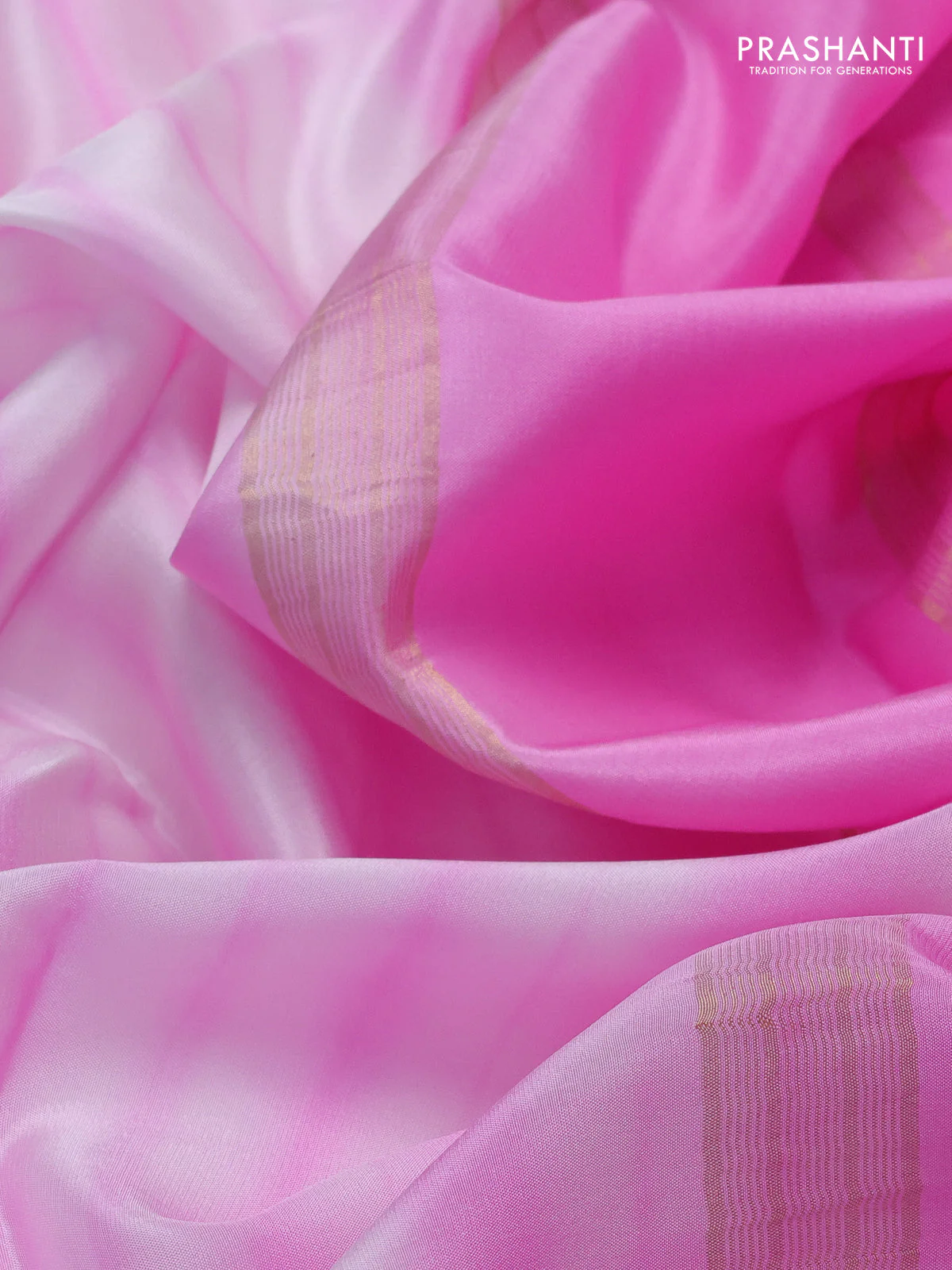 Pure mysore silk saree off white and baby pink with allover shibori prints and rettapet zari woven border - Image 3