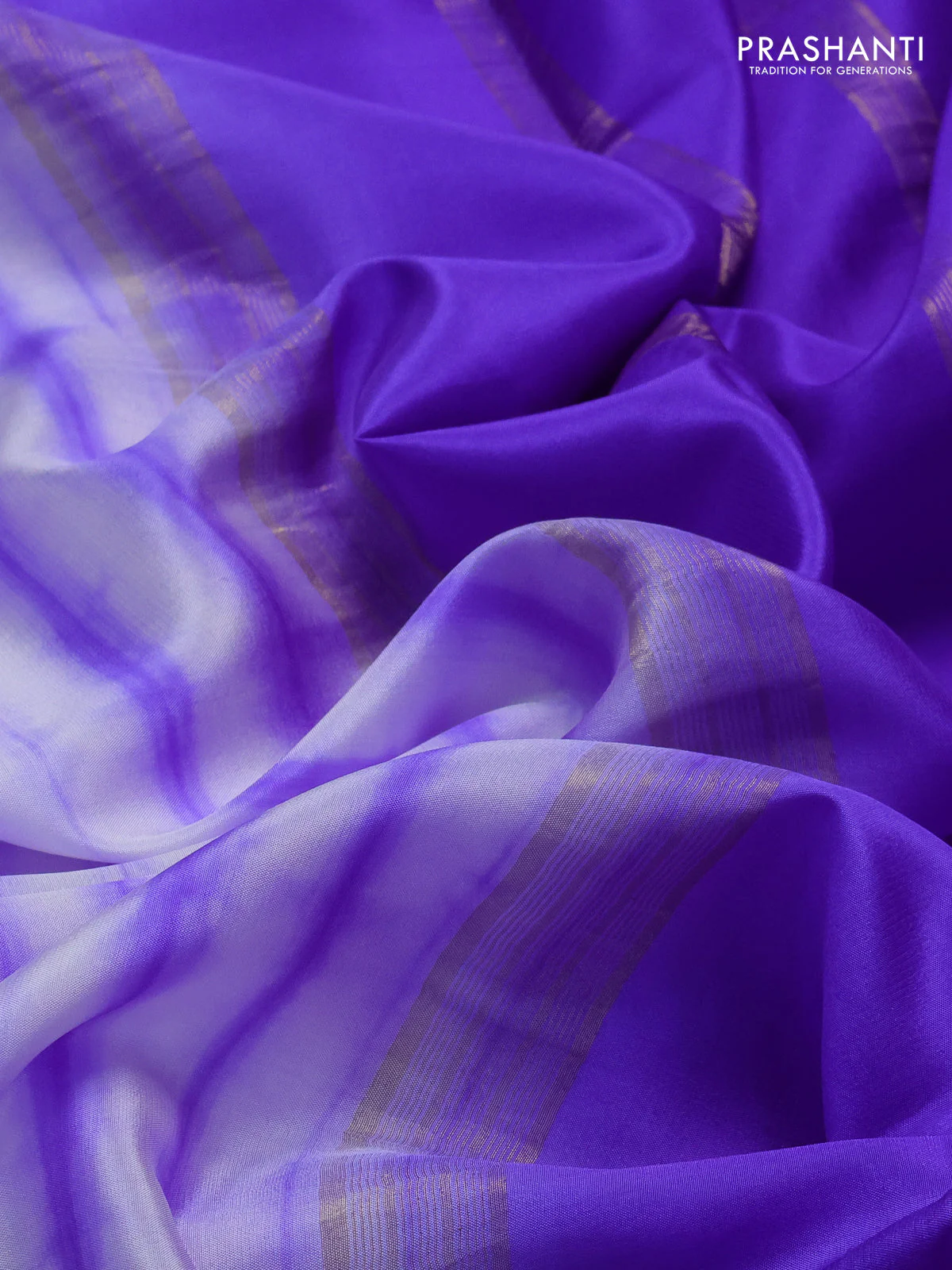 Pure mysore silk saree off white and lavender with allover shibori prints and rettapet zari woven border - Image 3