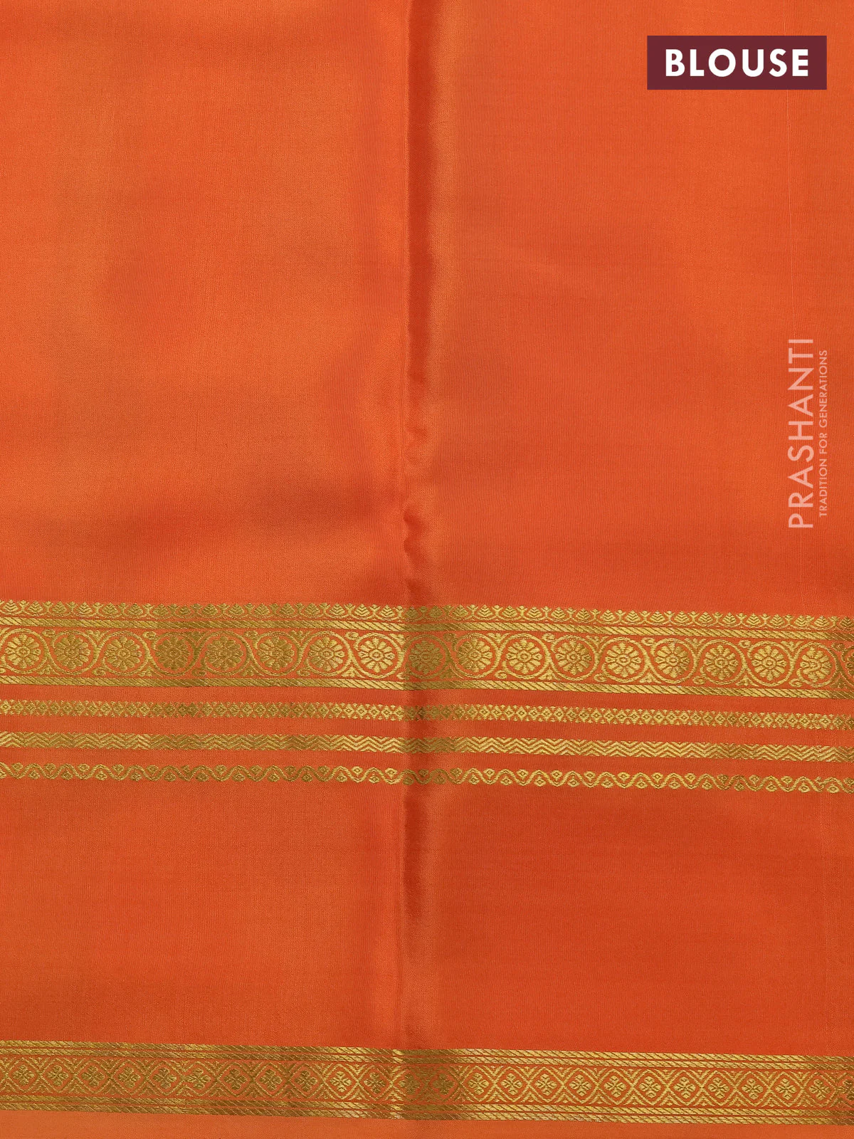 Pure mysore silk saree off white and orange with allover shibori prints and rettapet zari woven border - Image 4