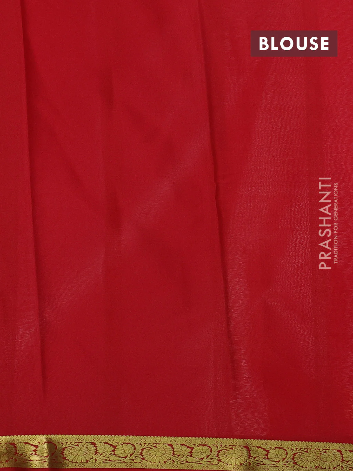 Pure mysore silk saree off white and red with plain body and zari woven border - Image 3