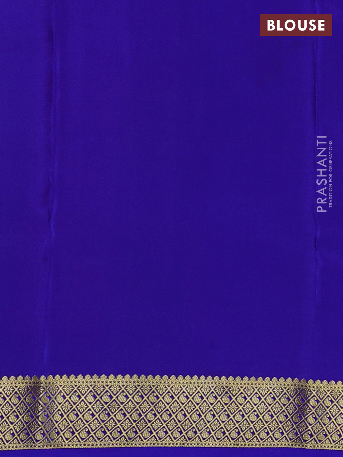 Pure mysore silk saree orange and blue with allover zari checks & buttas and zari woven border - Image 3