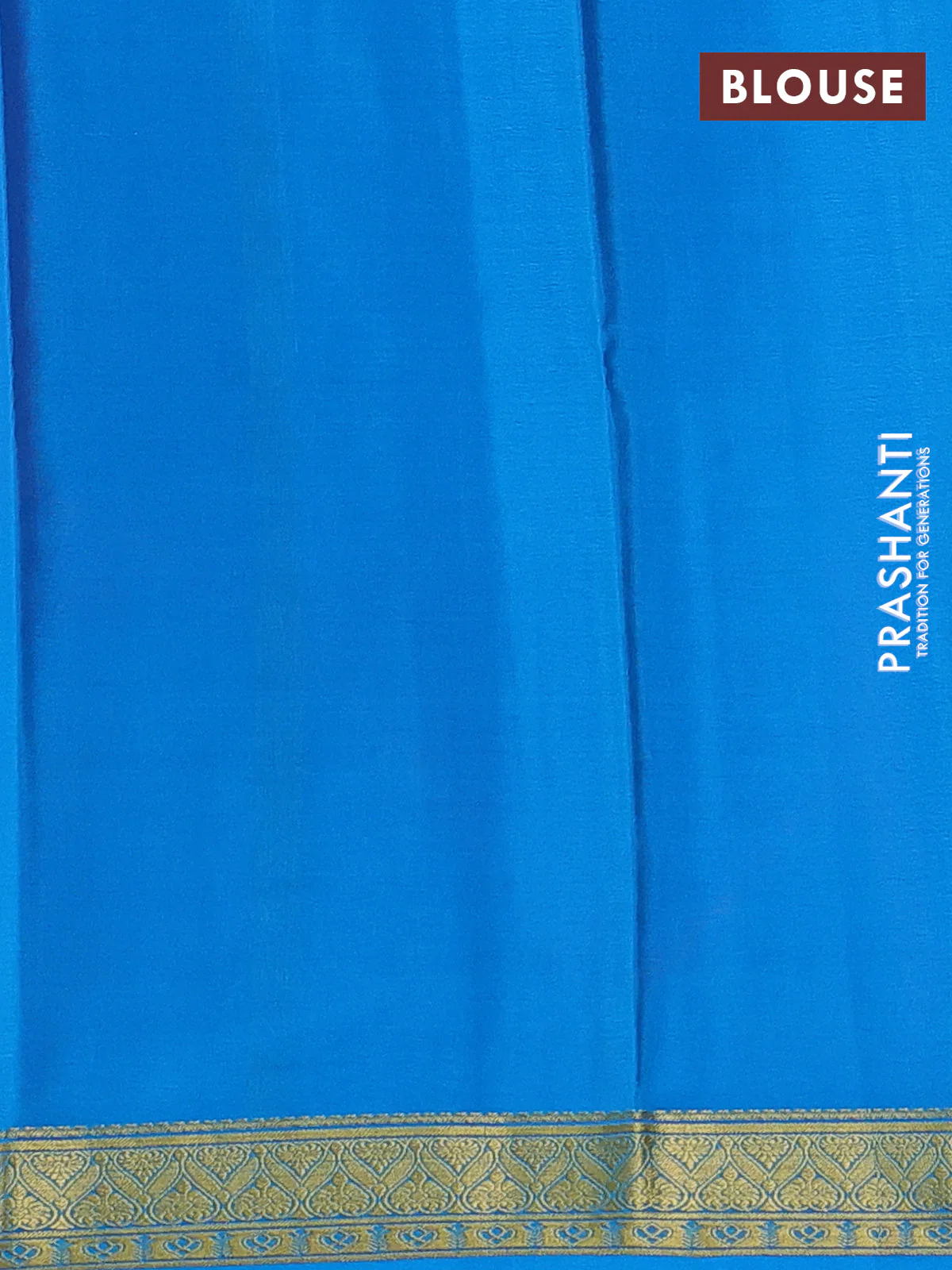 Pure mysore silk saree orange and cs blue with plain body and zari woven border - Image 3