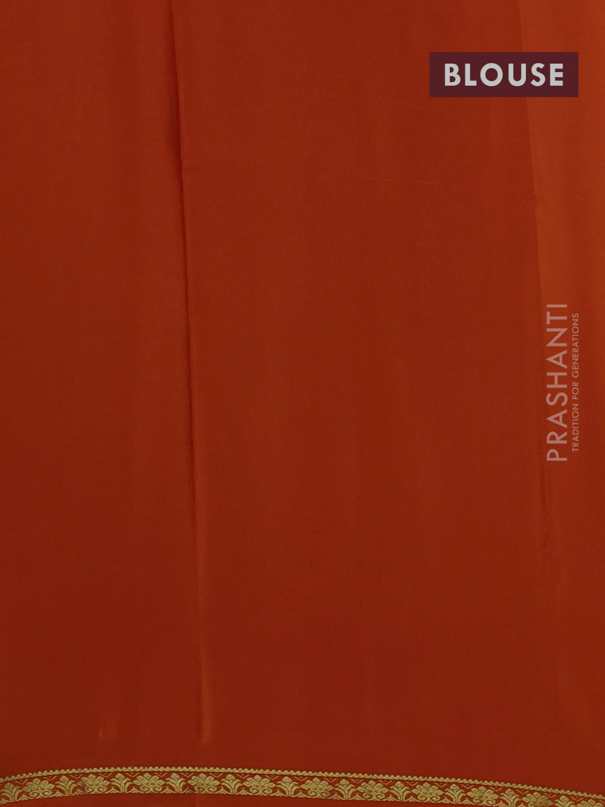 Pure mysore silk saree orange with plain body and small zari woven border - Image 3