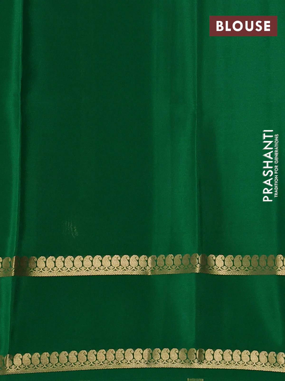 Pure mysore silk saree peach pink and green with plain body and rettapet zari woven border - Image 3