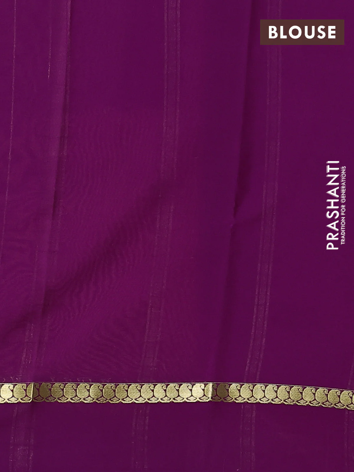 Pure mysore silk saree peach pink and purple with allover zari checked pattern and paisley zari woven simple border - Image 3
