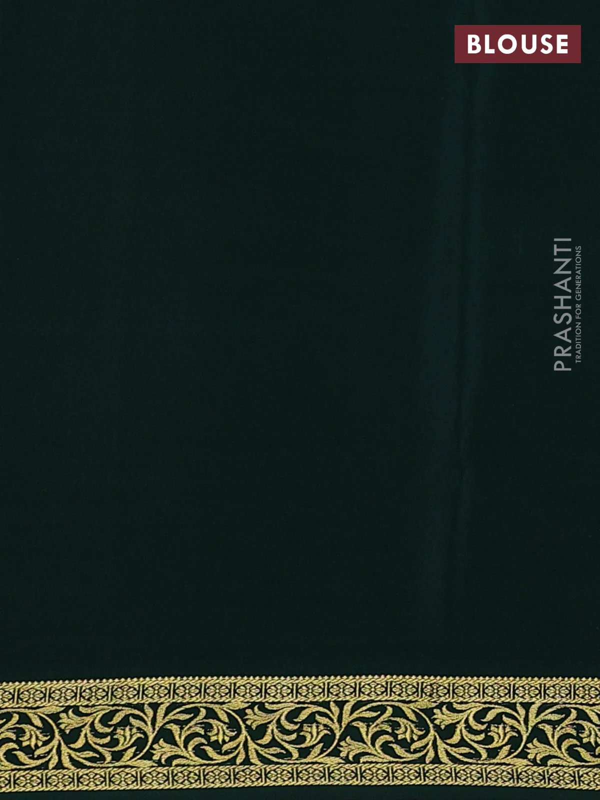 Pure mysore silk saree peach shade and bottle green with plain body and zari woven border - Image 3