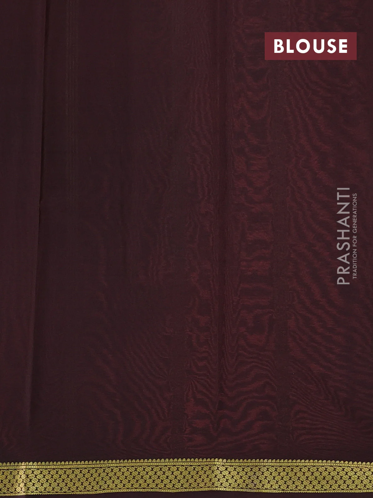 Pure mysore silk saree peach shade and coffee brown with plain body and zari woven border - Image 3