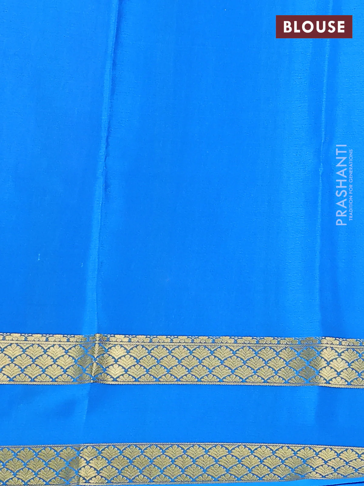 Pure mysore silk saree peach shade and cs blue with plain body and rettapet zari woven border - Image 3