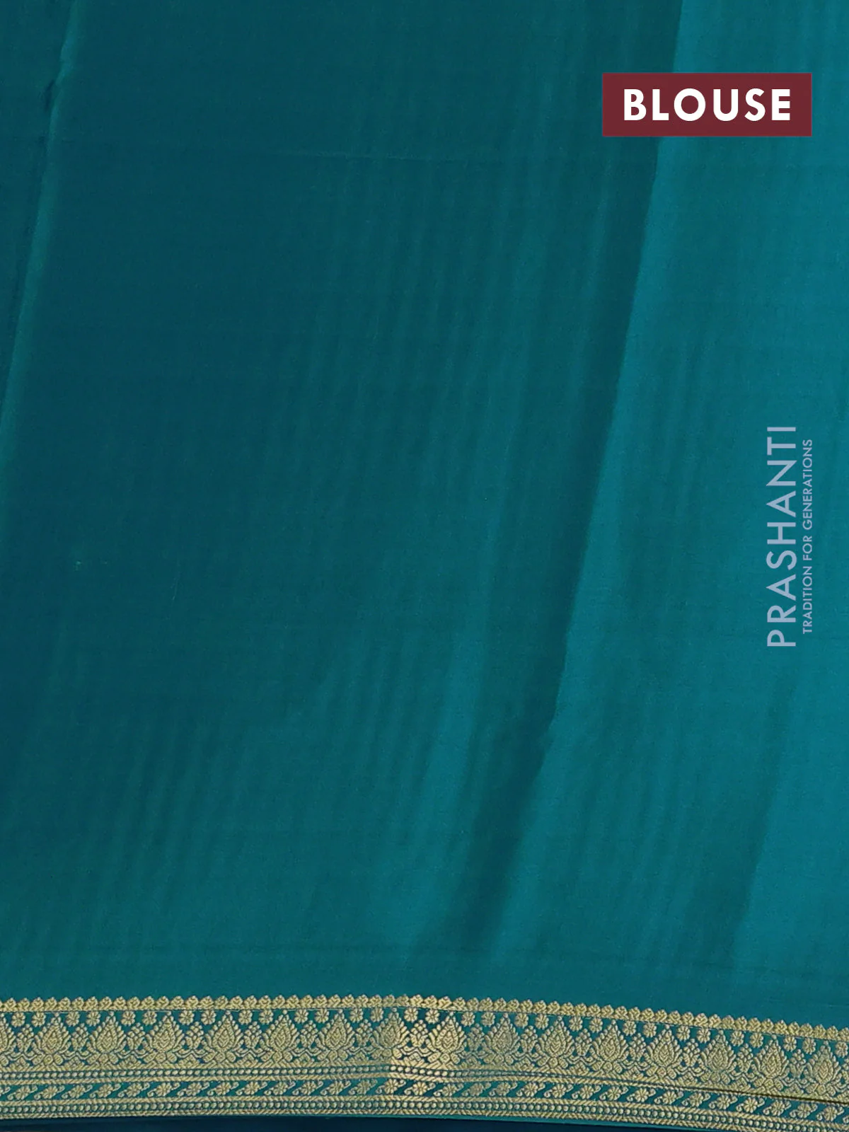 Pure mysore silk saree peacock green with allover zari woven buttas and zari woven border - Image 3