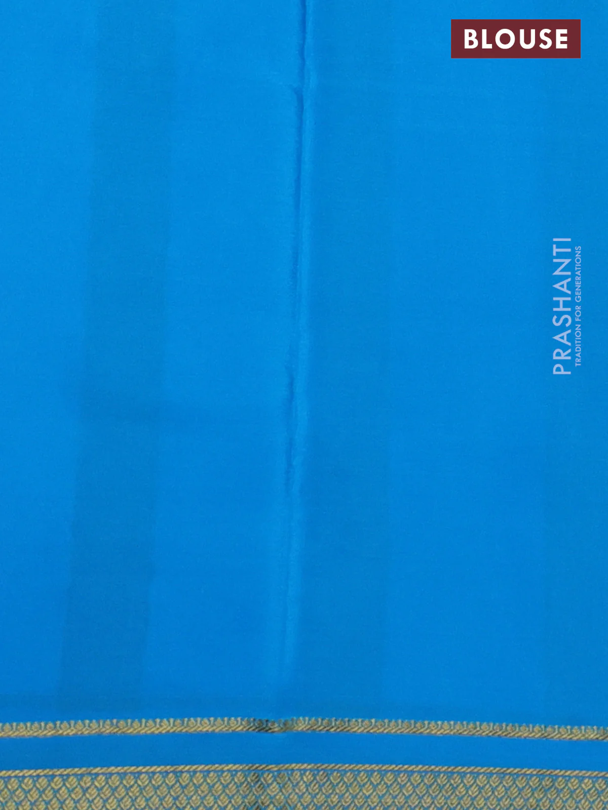 Pure mysore silk saree pink and light blue with plain body and zari woven border - Image 3