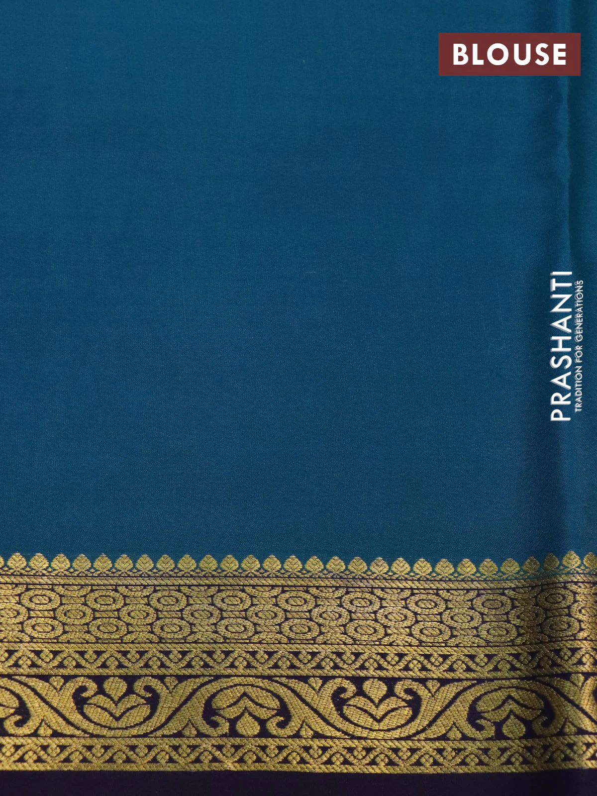 Pure mysore silk saree purple and peacock blue with plain body and long zari woven border - Image 4
