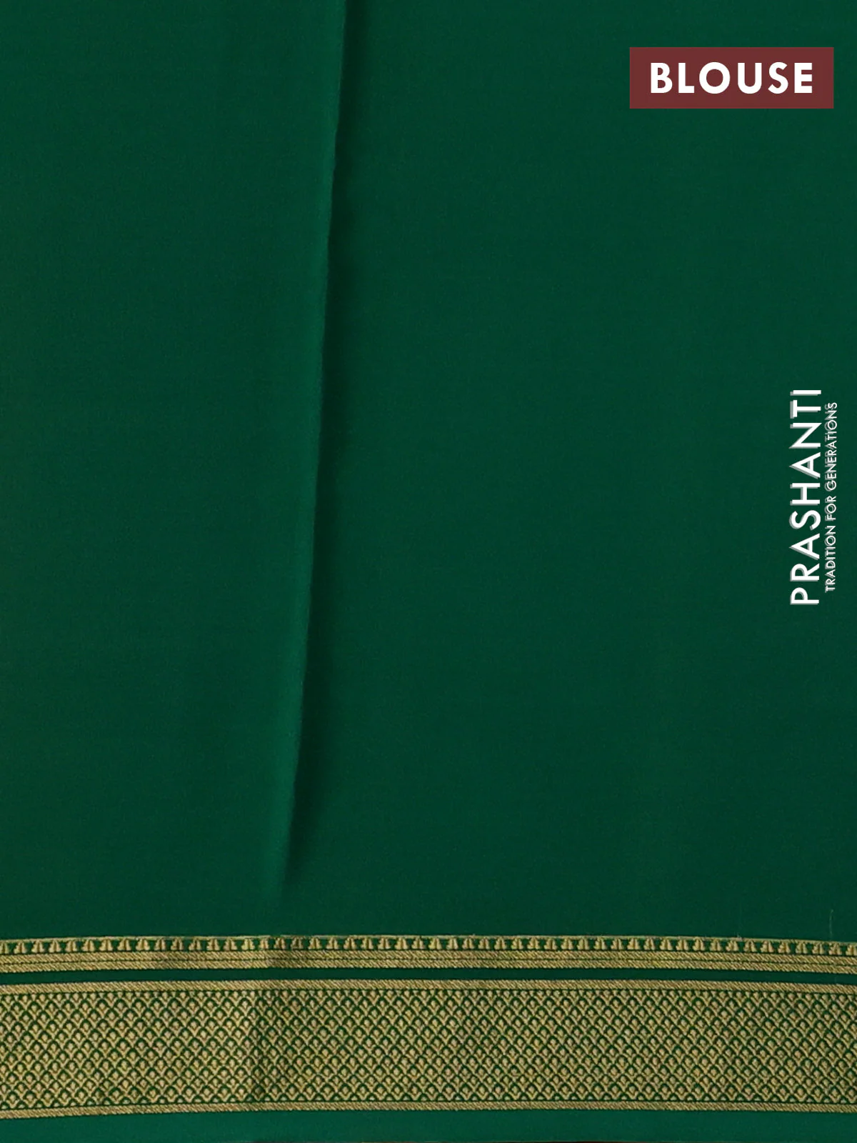 Pure mysore silk saree red and green with allover small zari woven checked pattern and zari woven border - Image 3