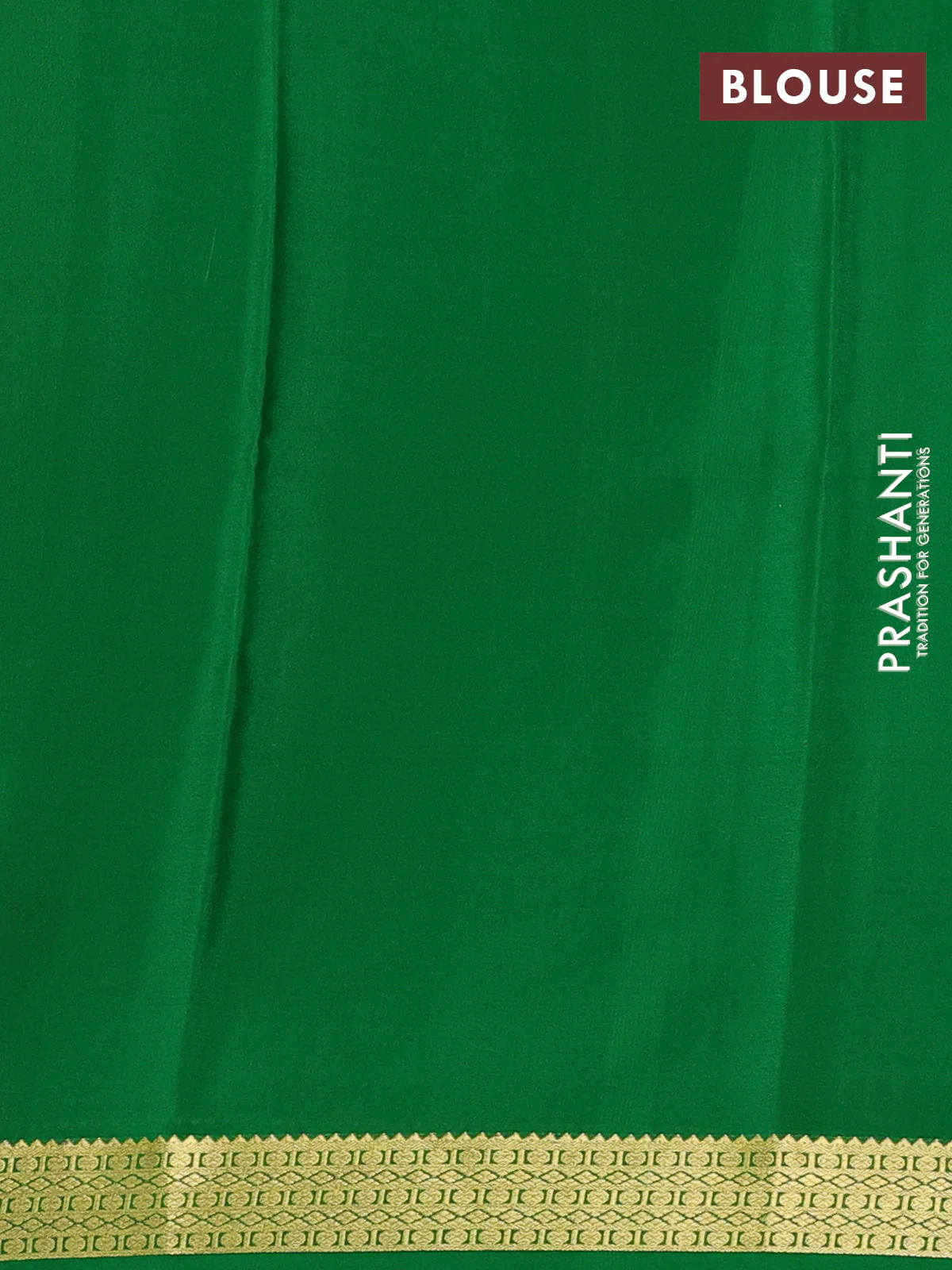 Pure mysore silk saree red and green with plain body and zari woven border - Image 3