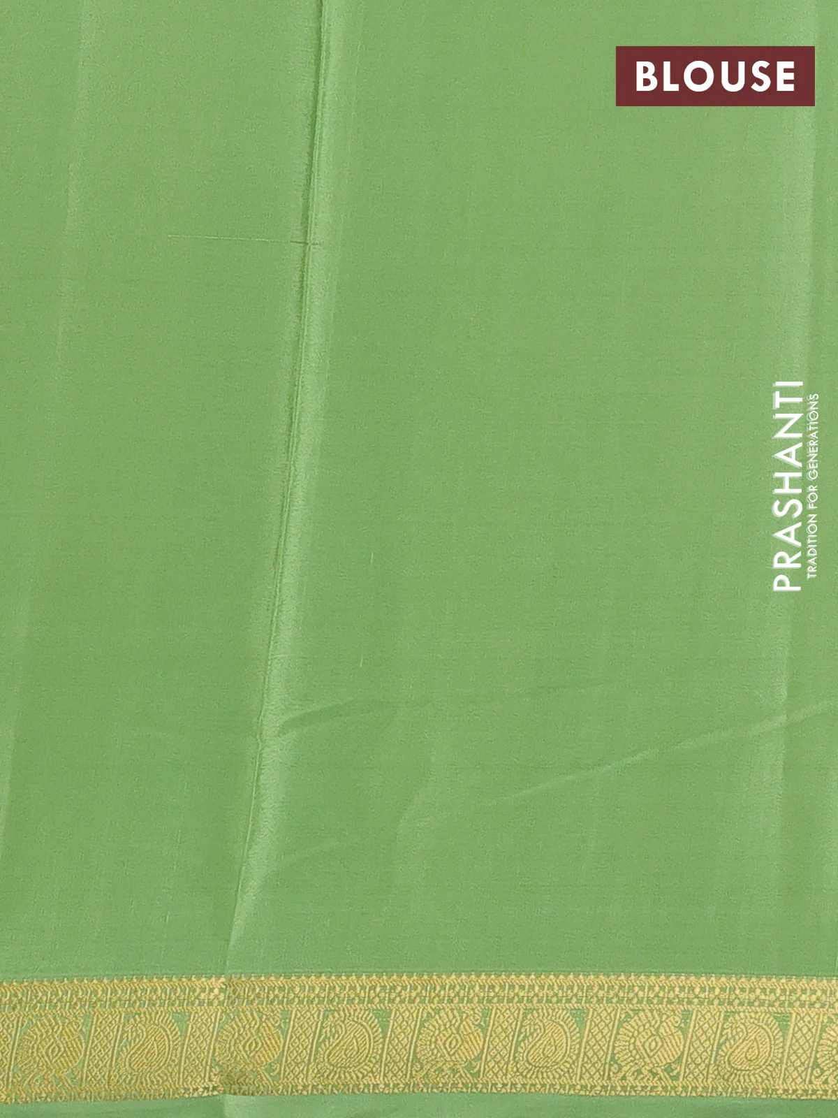 Pure mysore silk saree red and pista green with allover zari stripes pattern & buttas and zari woven border - Image 3