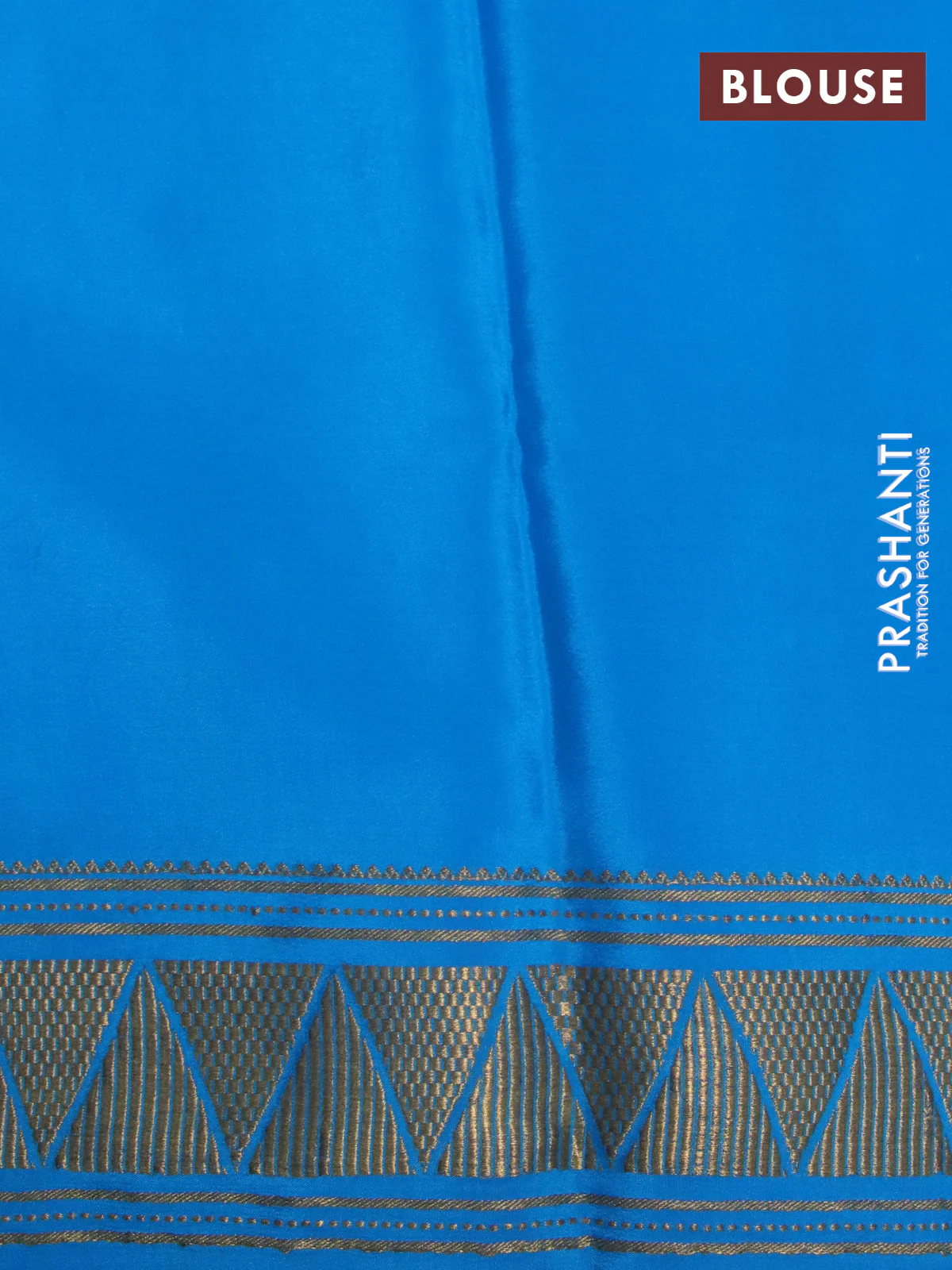 Pure mysore silk saree royal blue and cs blue with half & half style and zari woven border - Image 4