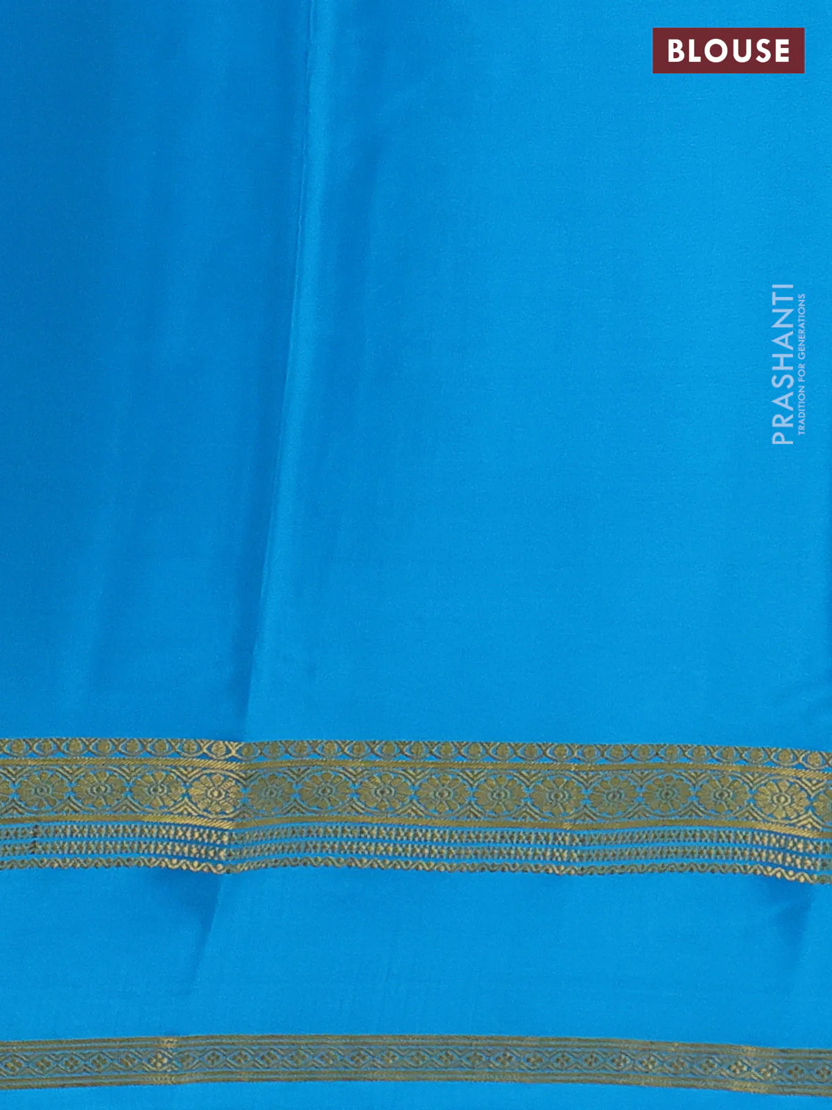 Pure mysore silk saree royal blue and cs blue with plain body and rettapet zari woven border - Image 3