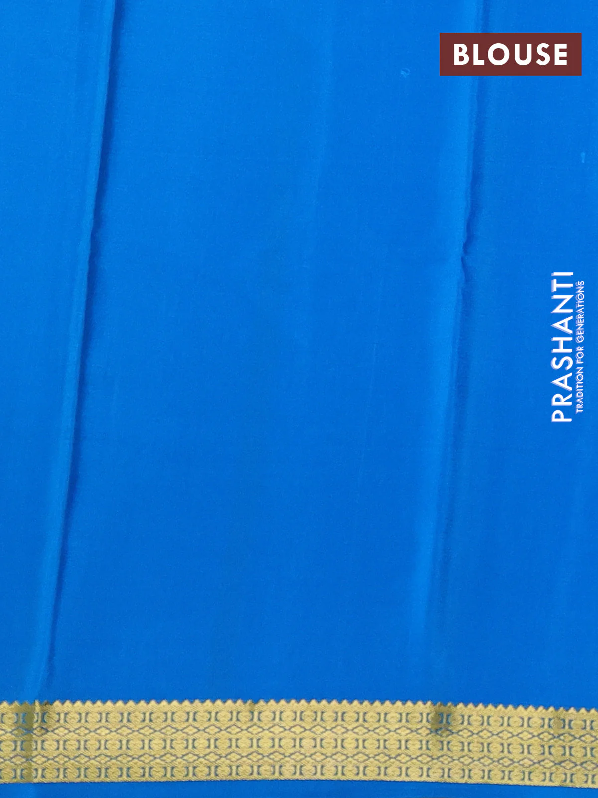 Pure mysore silk saree royal blue and cs blue with plain body and zari woven border - Image 3