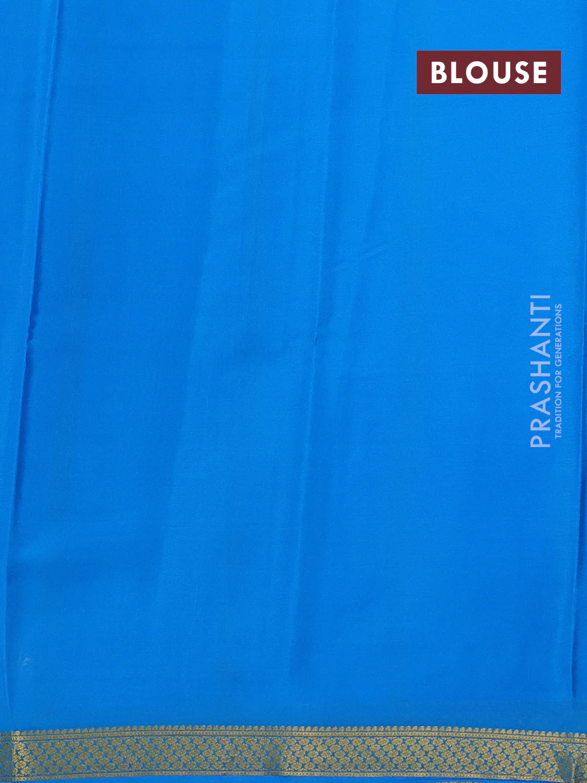 Pure mysore silk saree royal blue and cs blue with plain body and zari woven border - Image 3