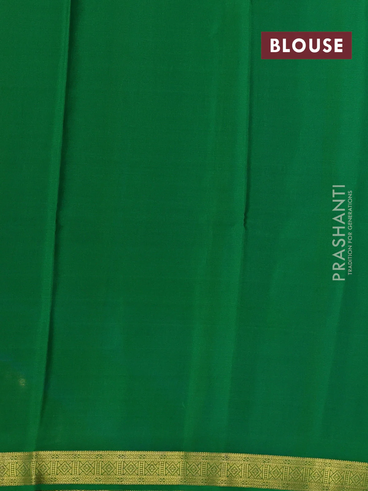 Pure mysore silk saree royal blue and green with plain body and zari woven border - Image 3