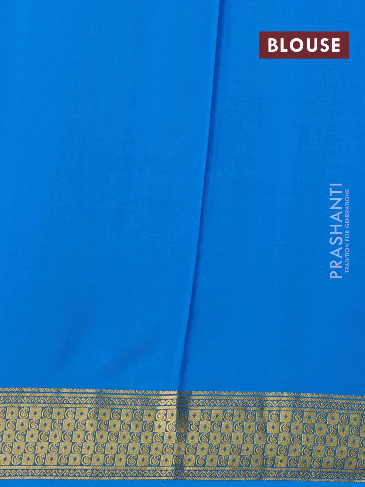 Pure mysore silk saree royal blue and teal blue with allover zari checks & buttas and zari woven border - Image 3